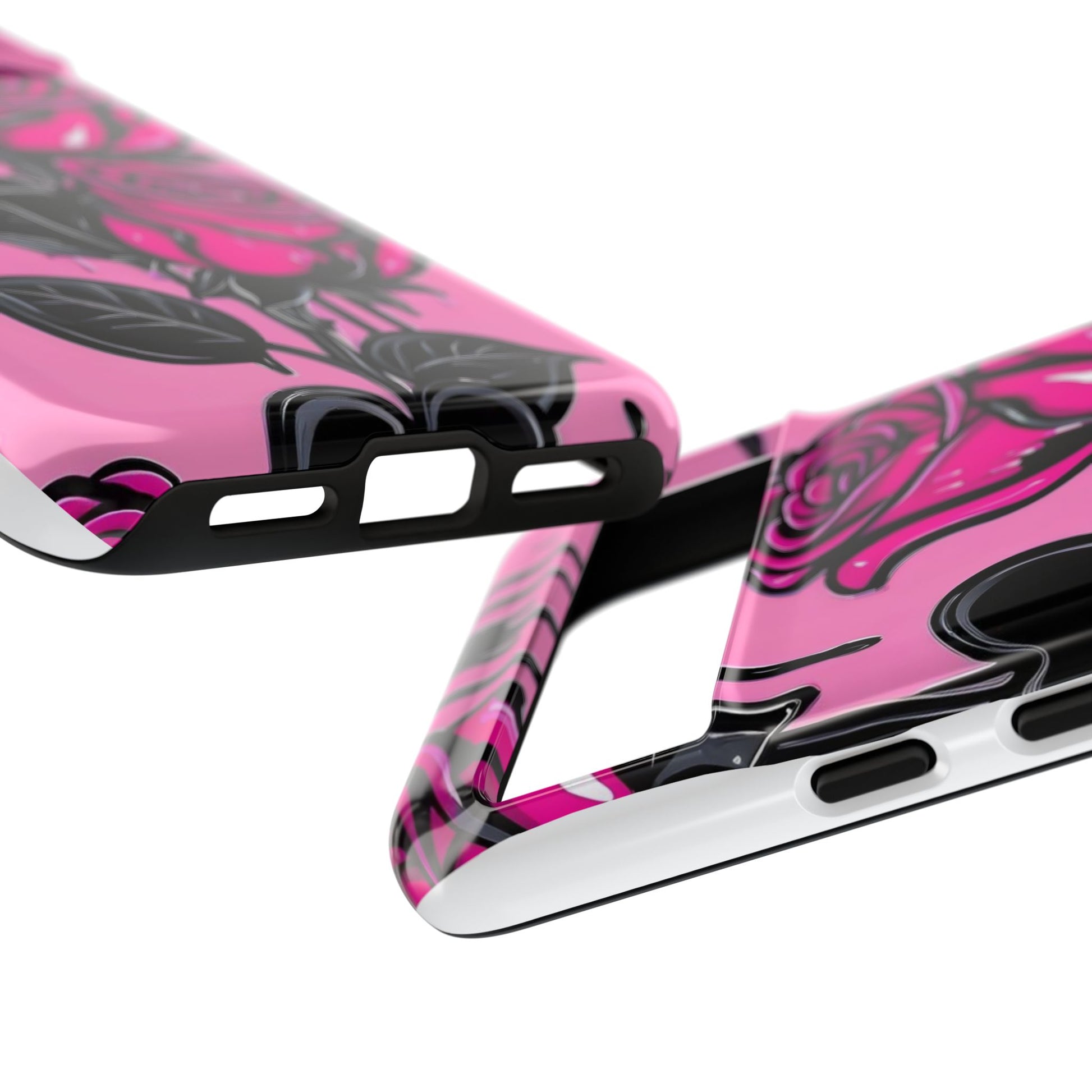 Pink Rose Tough Girly Cases for iPhones, Samsung, and Pixel