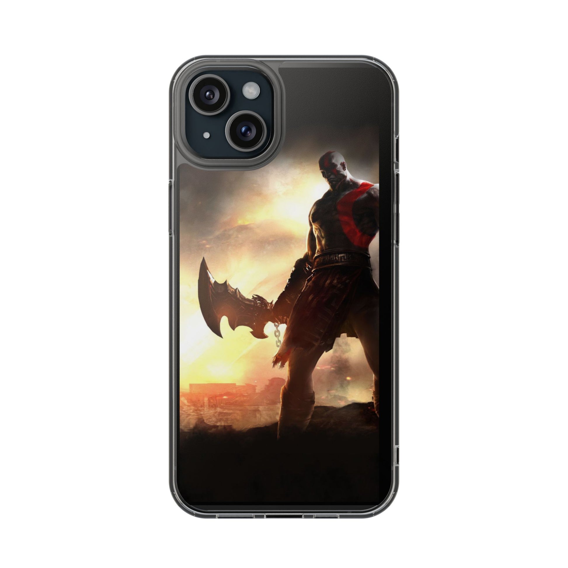 Phone Case, Gaming Inspired War God Clear Case for Gamers, PS4 Fans,