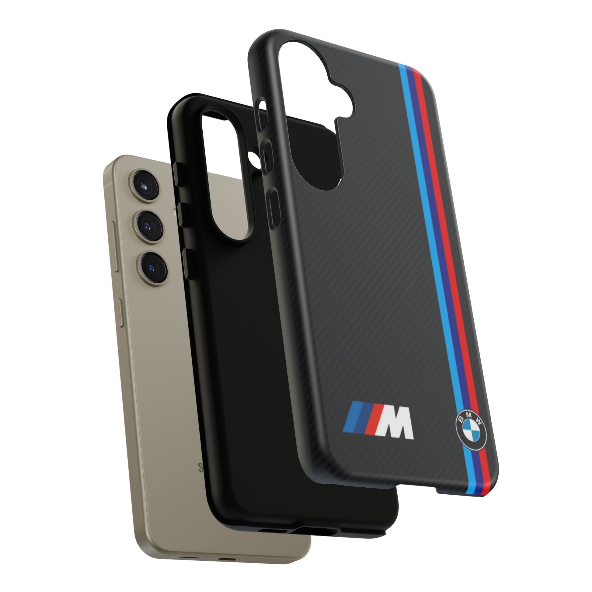 BMW M Stripes Carbon Fiber Design Tough Cases for iPhones, Samsung, and Pixel