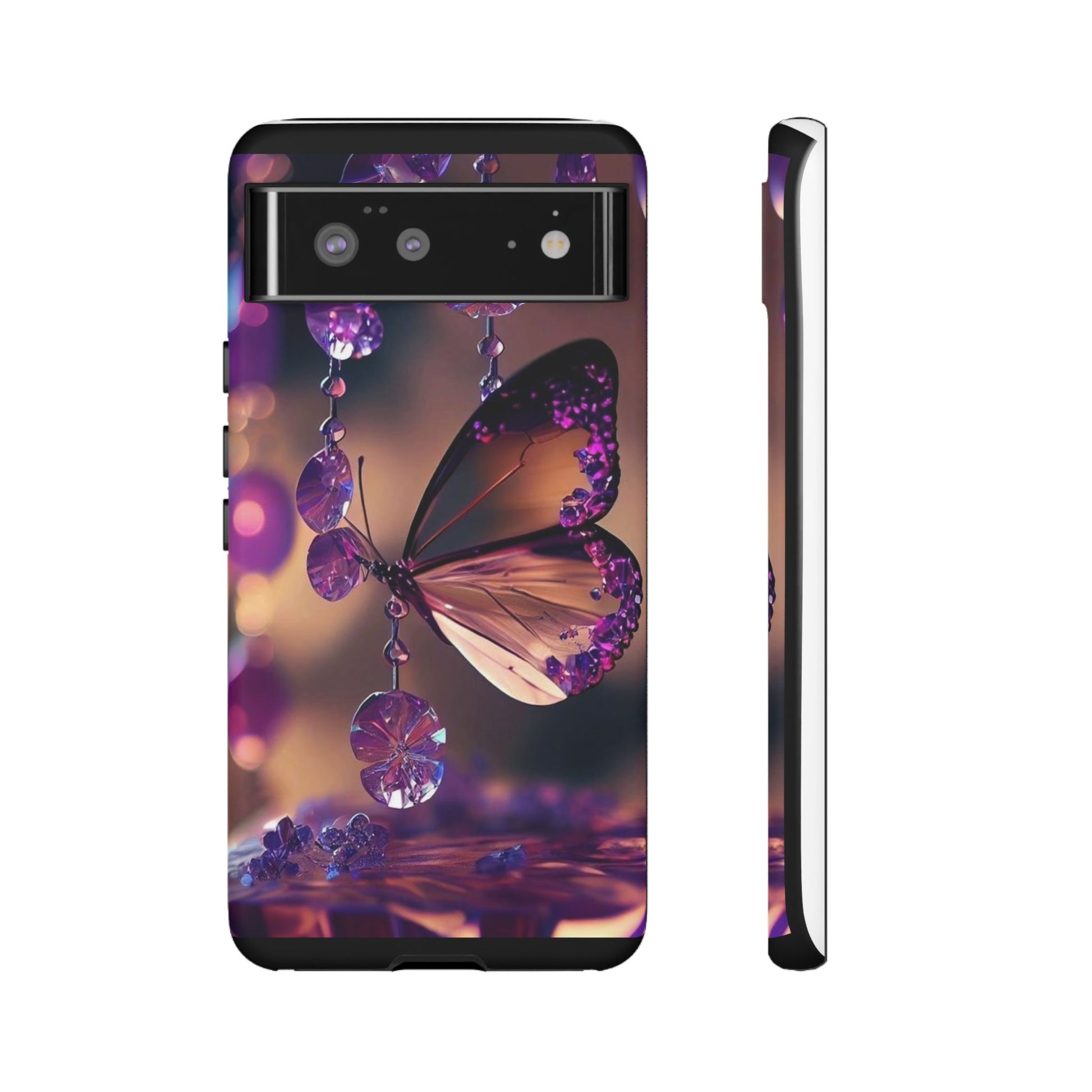 Purple Butterfly Tough Cases for iPhones, Samsung, and Pixel