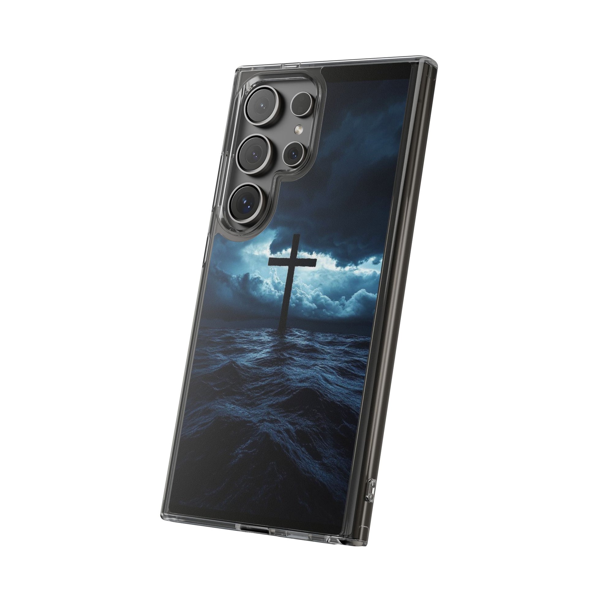 Christian Cross Storm Clear Case - Religious iPhone Samsung Cover, Faith Phone