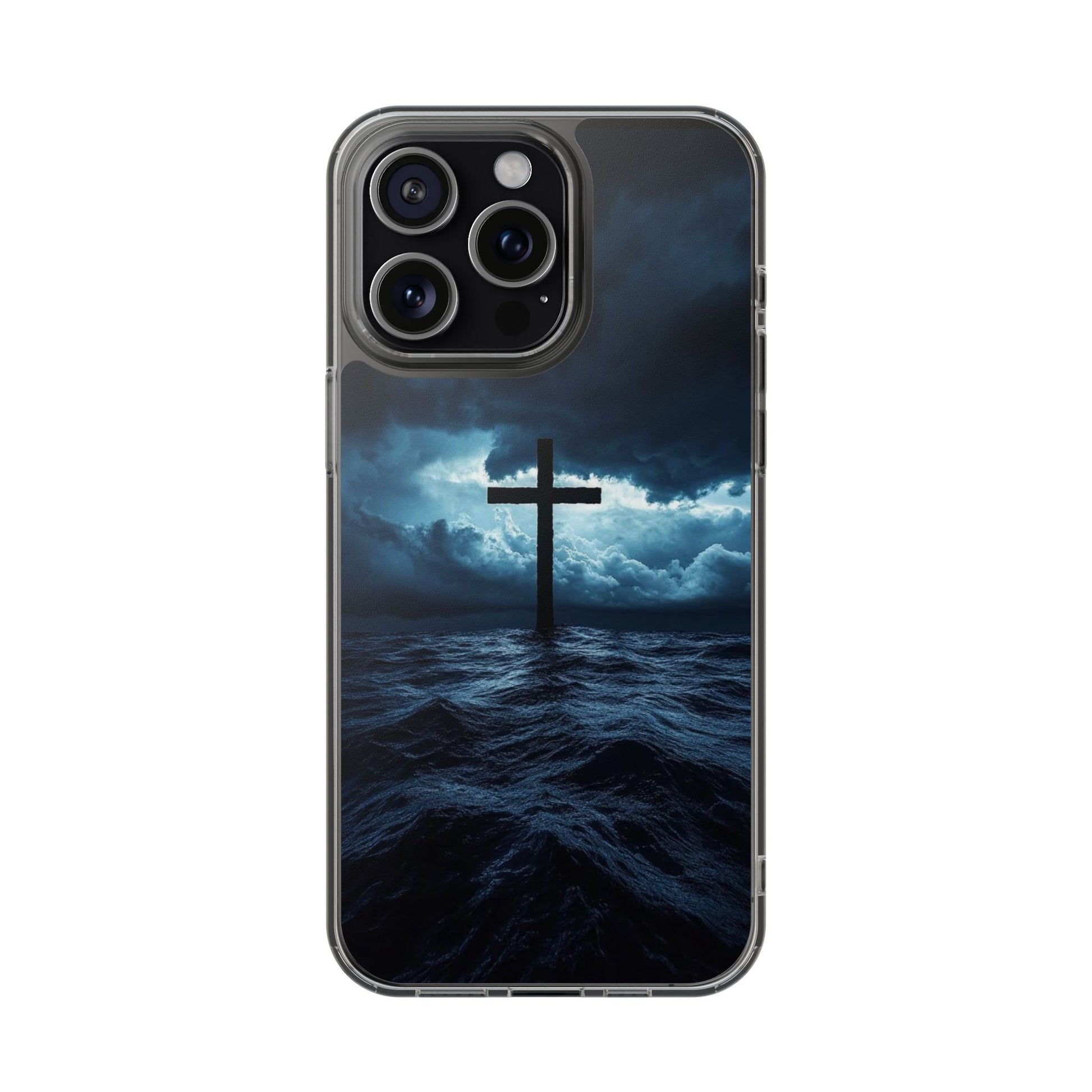 Christian Cross Storm Clear Case - Religious iPhone Samsung Cover, Faith Phone
