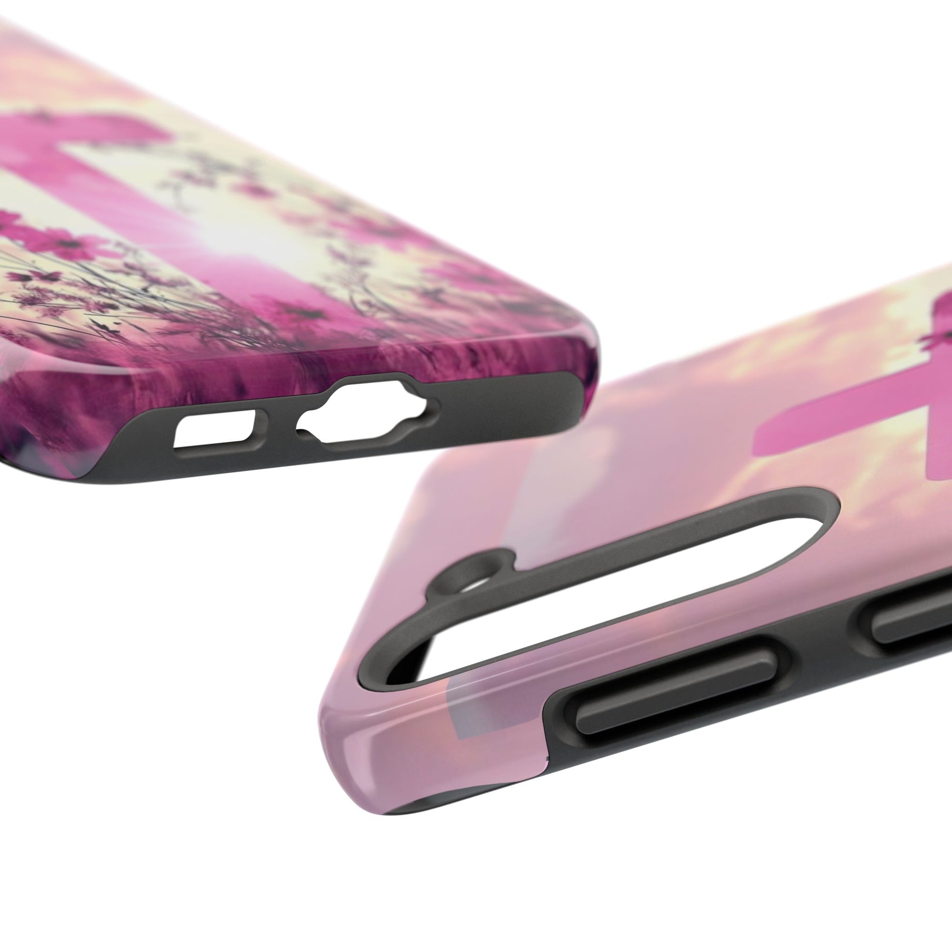 Pink Cross in Field Christian Theme Phone Cases for iPhones & Samsung Phones