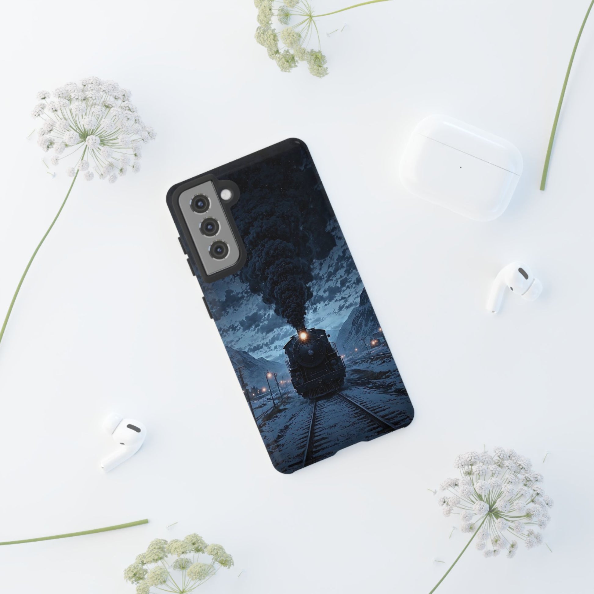 Steam Engine Train Themed Tough Cases for iPhones, Samsung, and Pixel