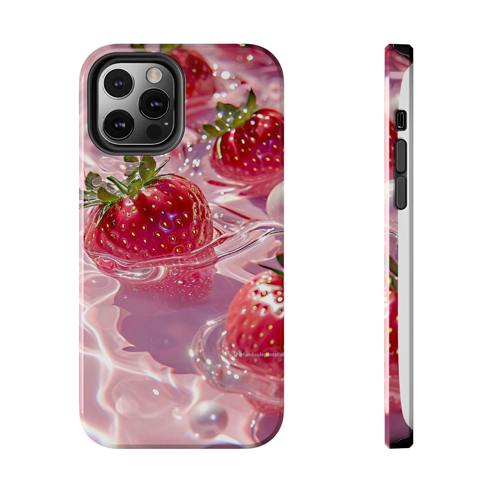 Floating Strawberries Themed Tough Phone Cases for Iphones & Samsung Phones
