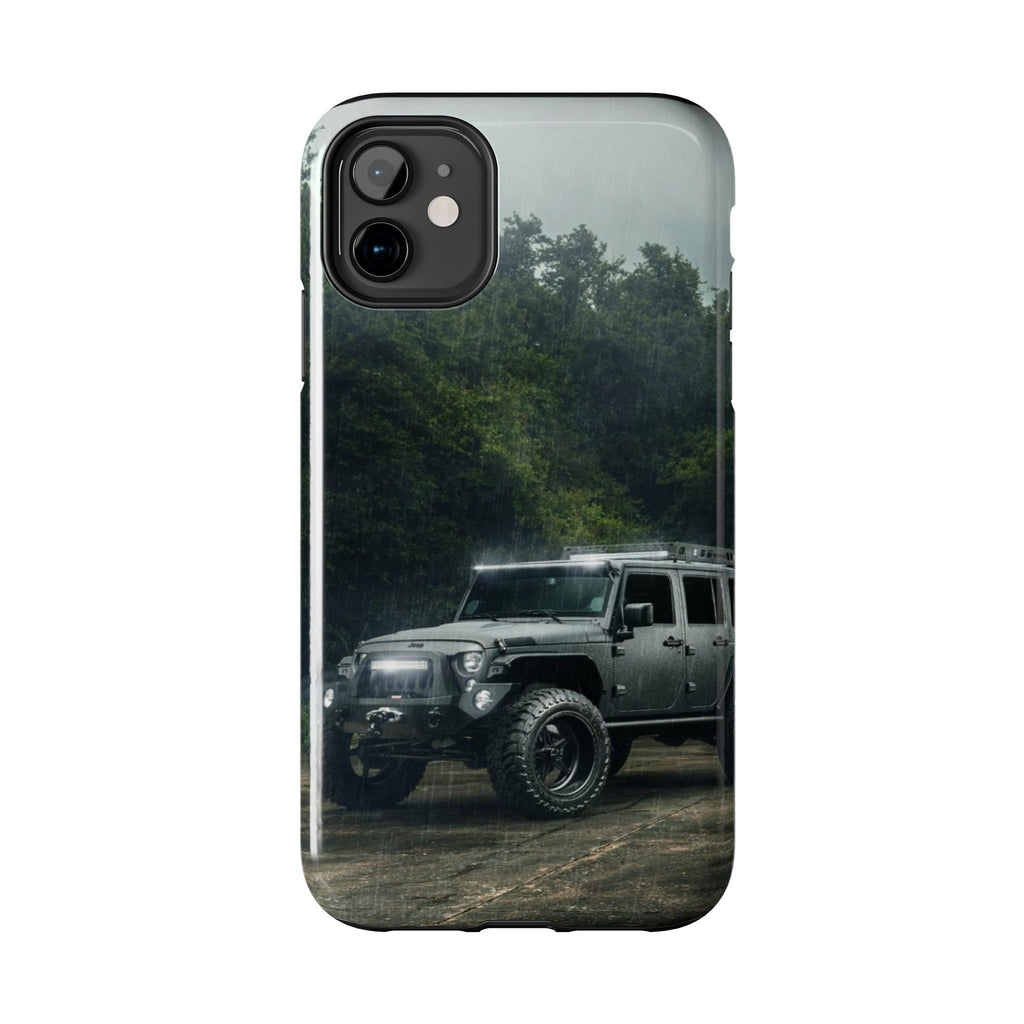 Custom Jeep in Rain Artistic Tough Phone Cases for Iphones & Samsung Phones