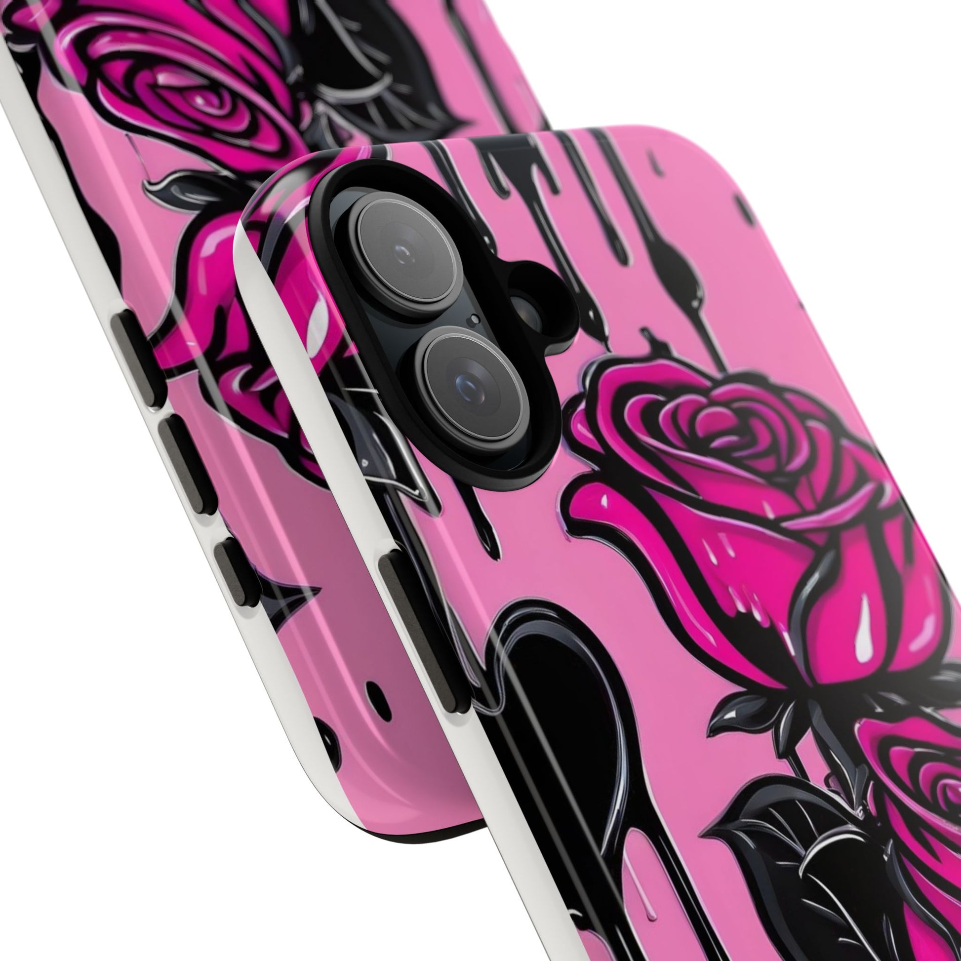 Pink Rose Tough Girly Cases for iPhones, Samsung, and Pixel