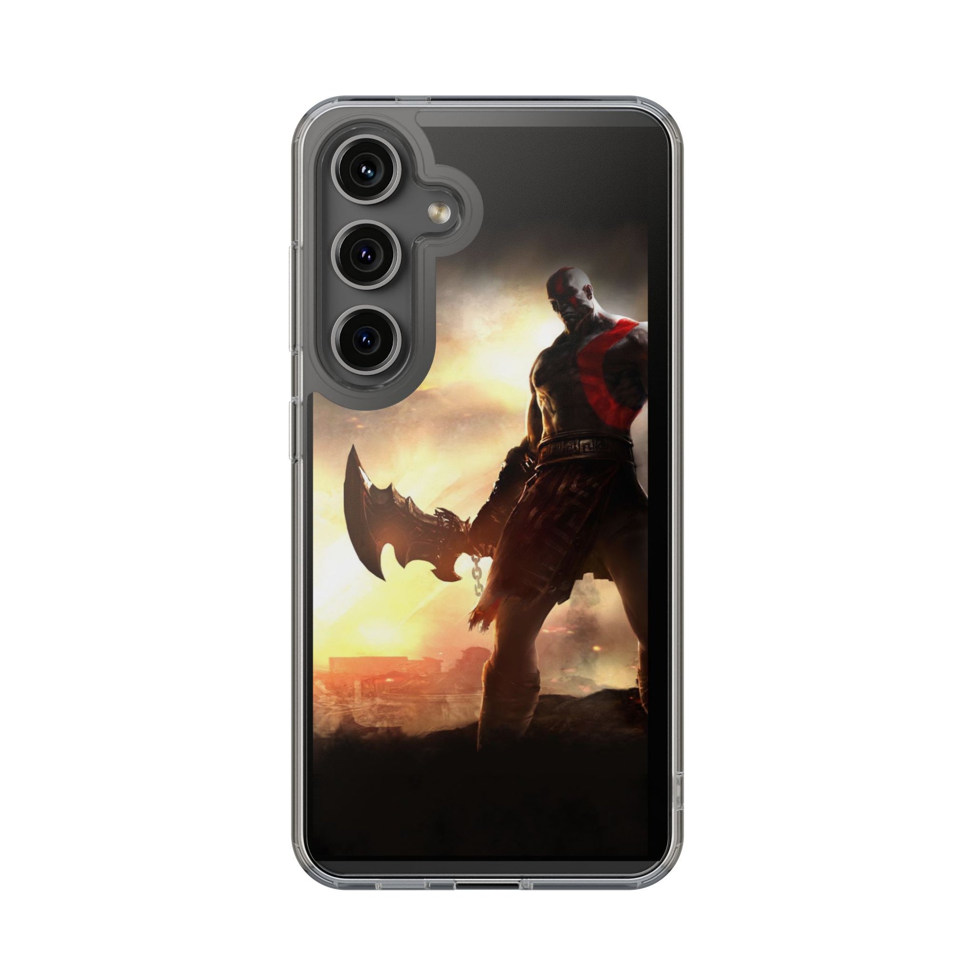 Phone Case, Gaming Inspired War God Clear Case for Gamers, PS4 Fans,