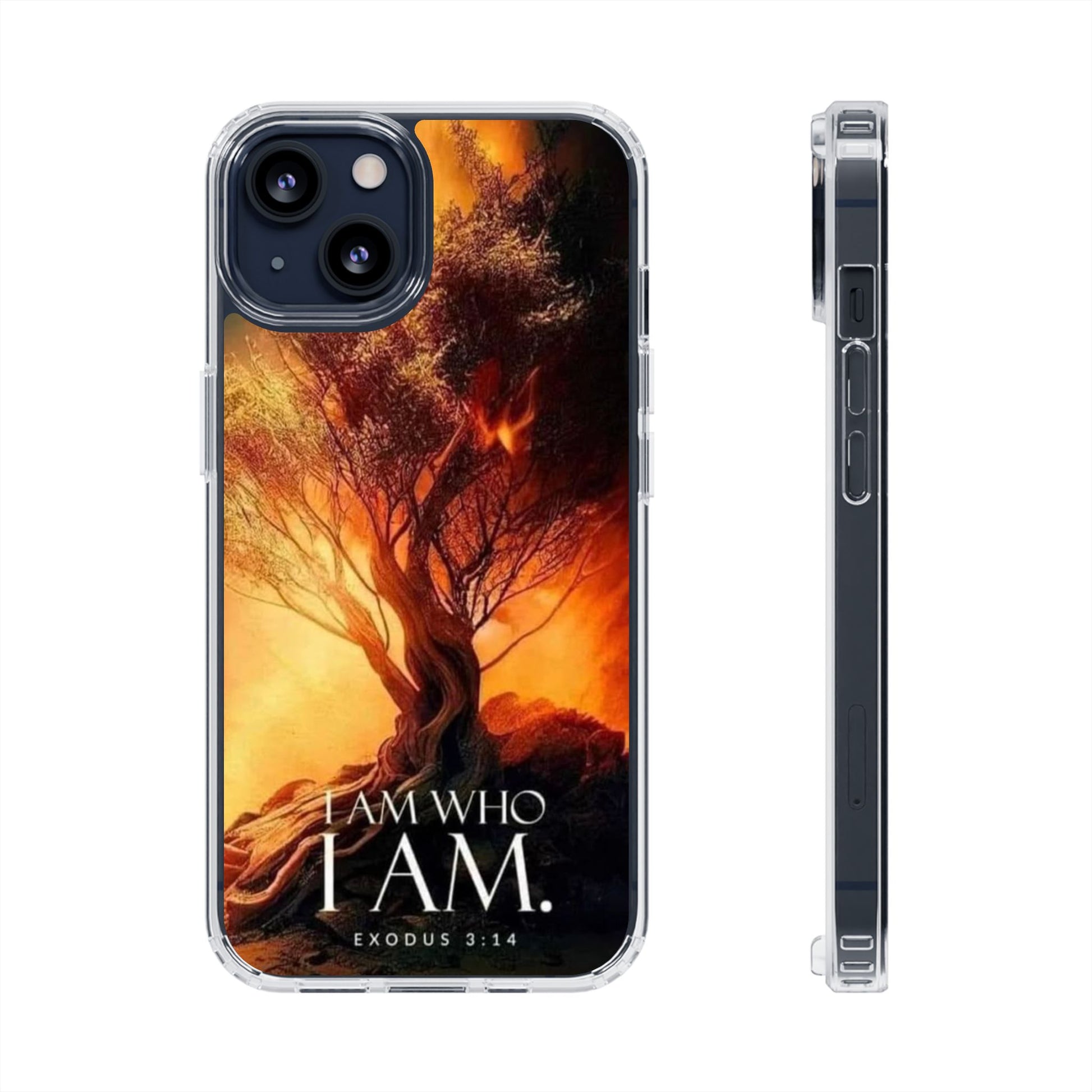 Phone Case, I Am Who I Am Bible Verse Clear Case for Iphone Samsung, Religious
