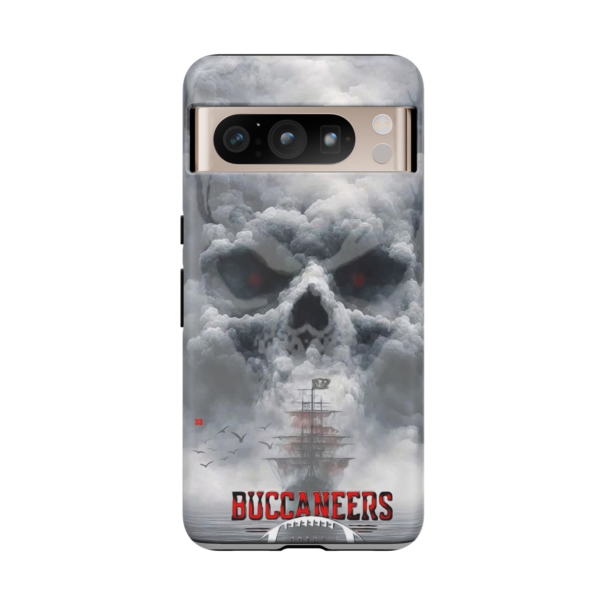 Skull Pirate Ship Football Buccaneers Tough Cases for iPhones, Samsung, and Pixel
