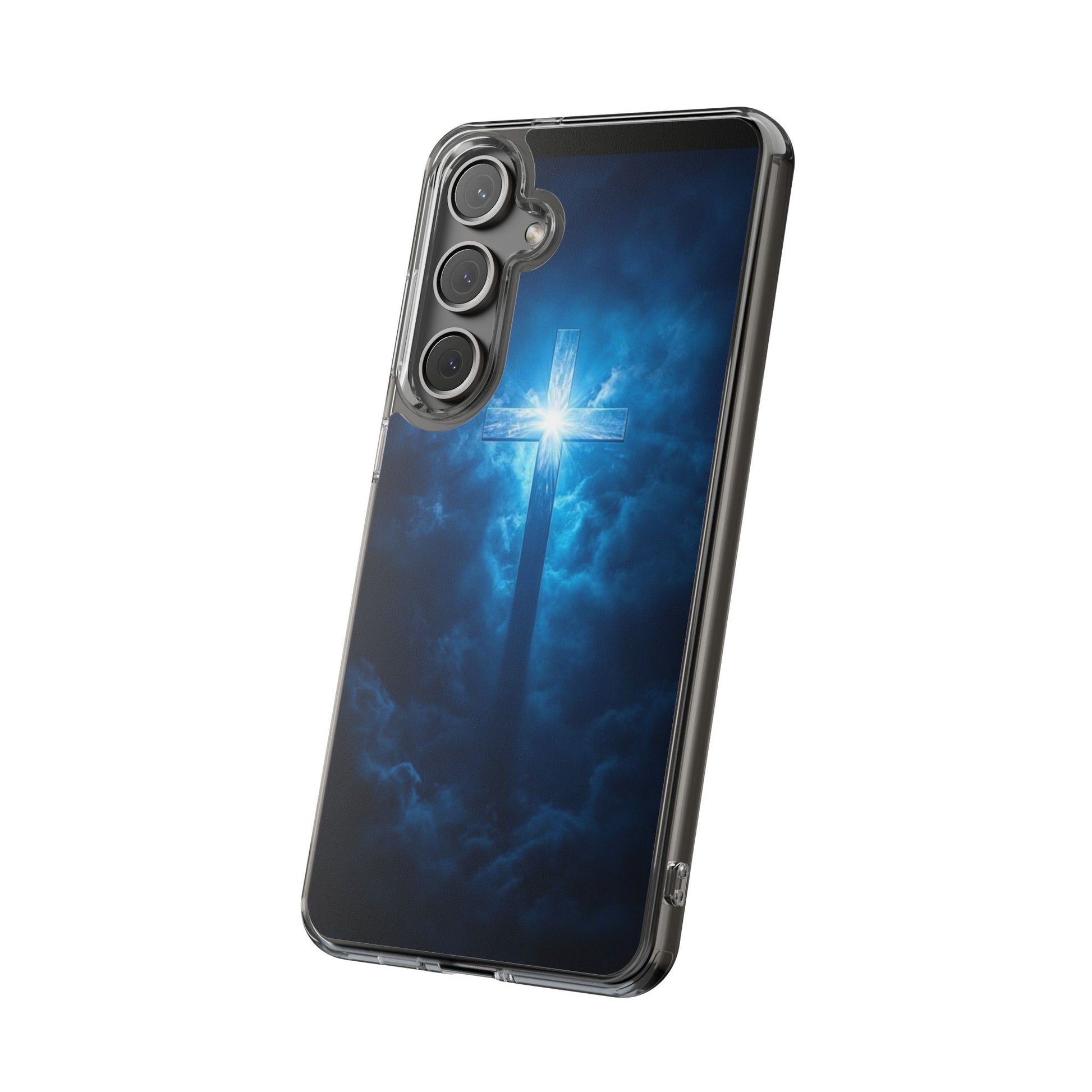 Religious Phone Case, Christian Cross in Clouds Art, Phone Accessories, Samsung