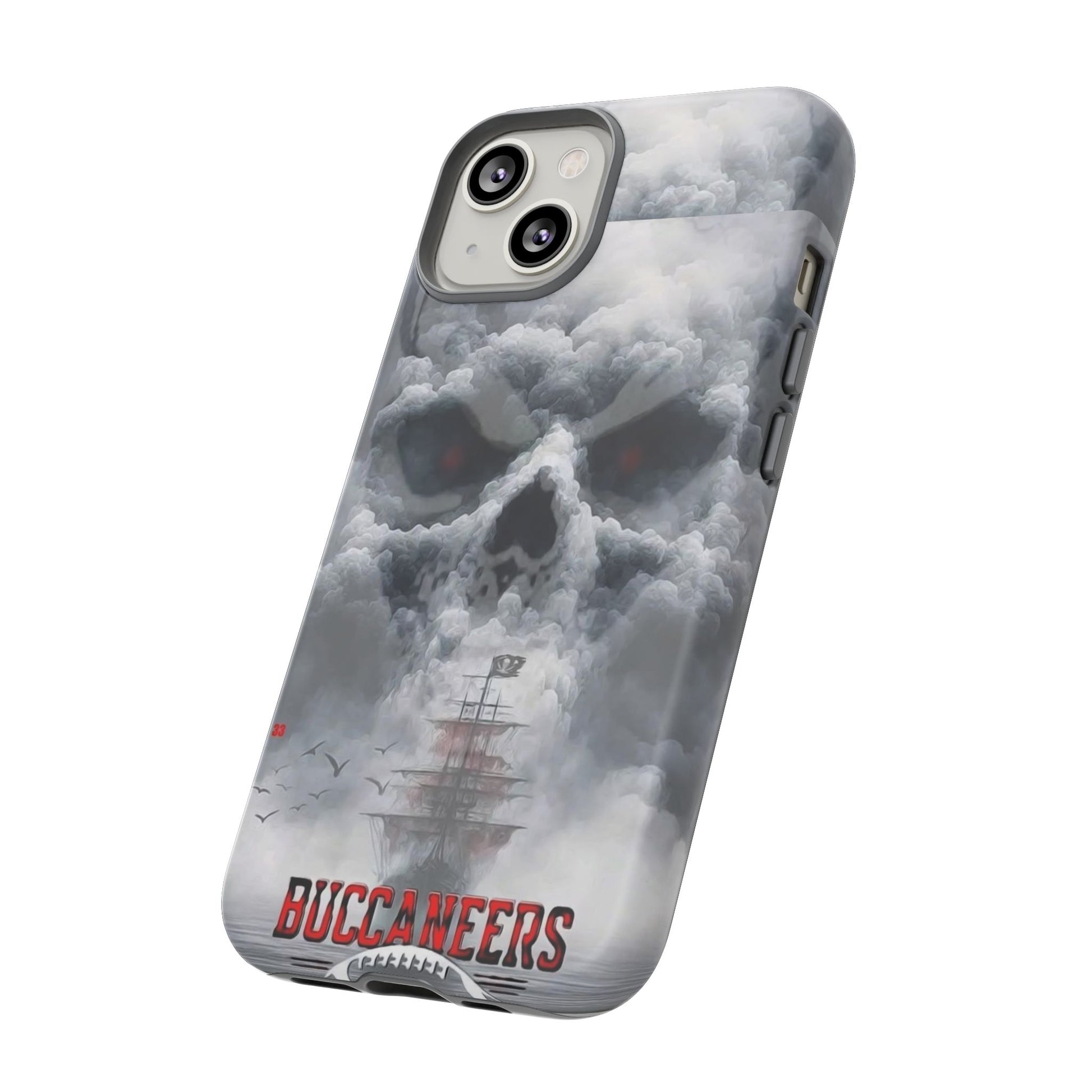 Skull Pirate Ship Football Buccaneers Tough Cases for iPhones, Samsung, and Pixel