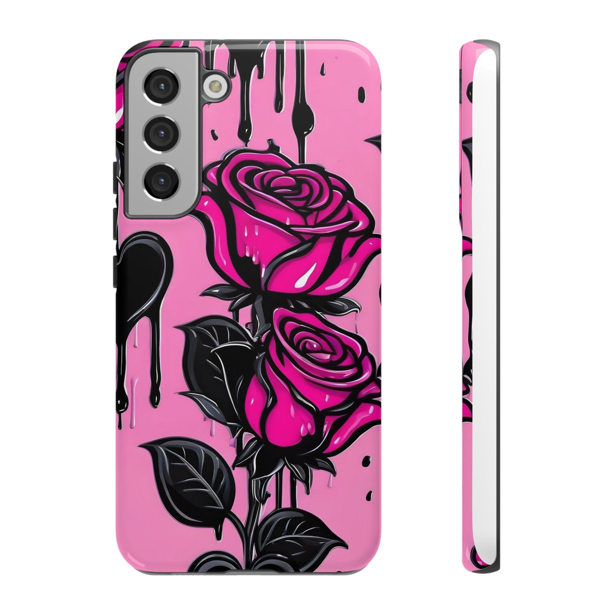Pink Rose Tough Girly Cases for iPhones, Samsung, and Pixel