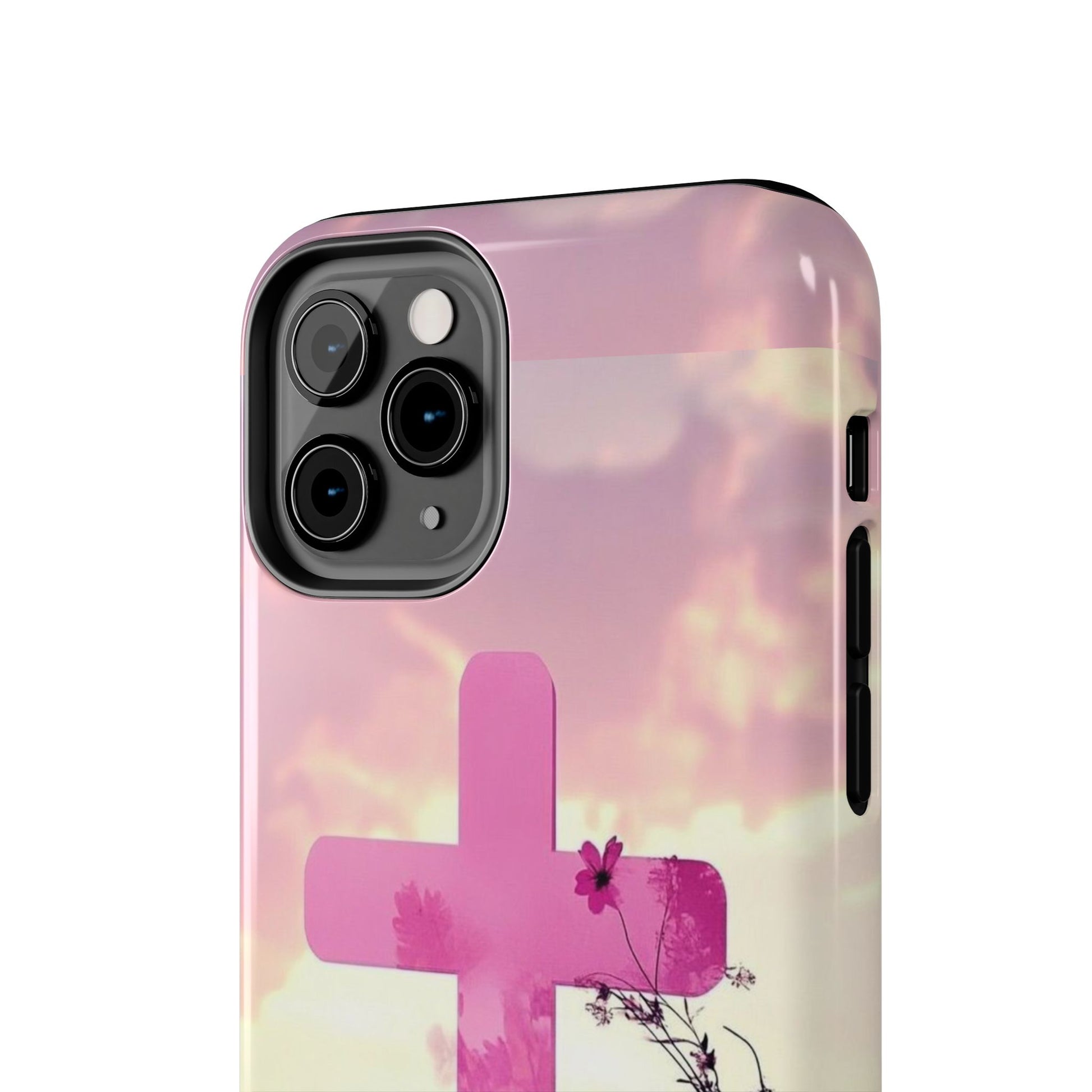 Pink Cross in Field Christian Theme Phone Cases for iPhones & Samsung Phones