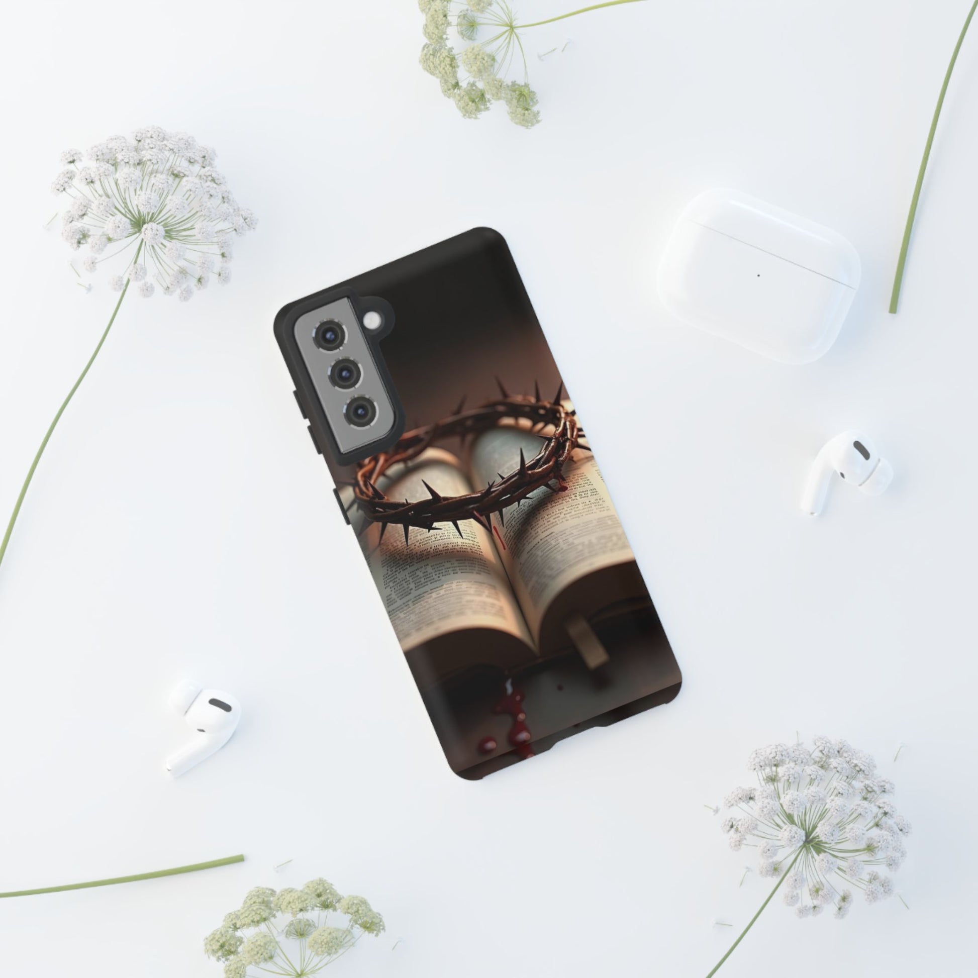 Crown of Thorns and Bible Christian Tough Cases for iPhones, Samsung, and Pixel