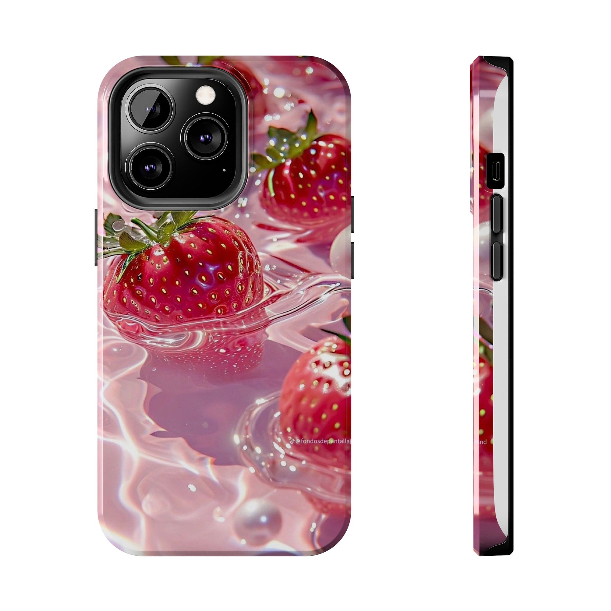 Floating Strawberries Themed Tough Phone Cases for Iphones & Samsung Phones