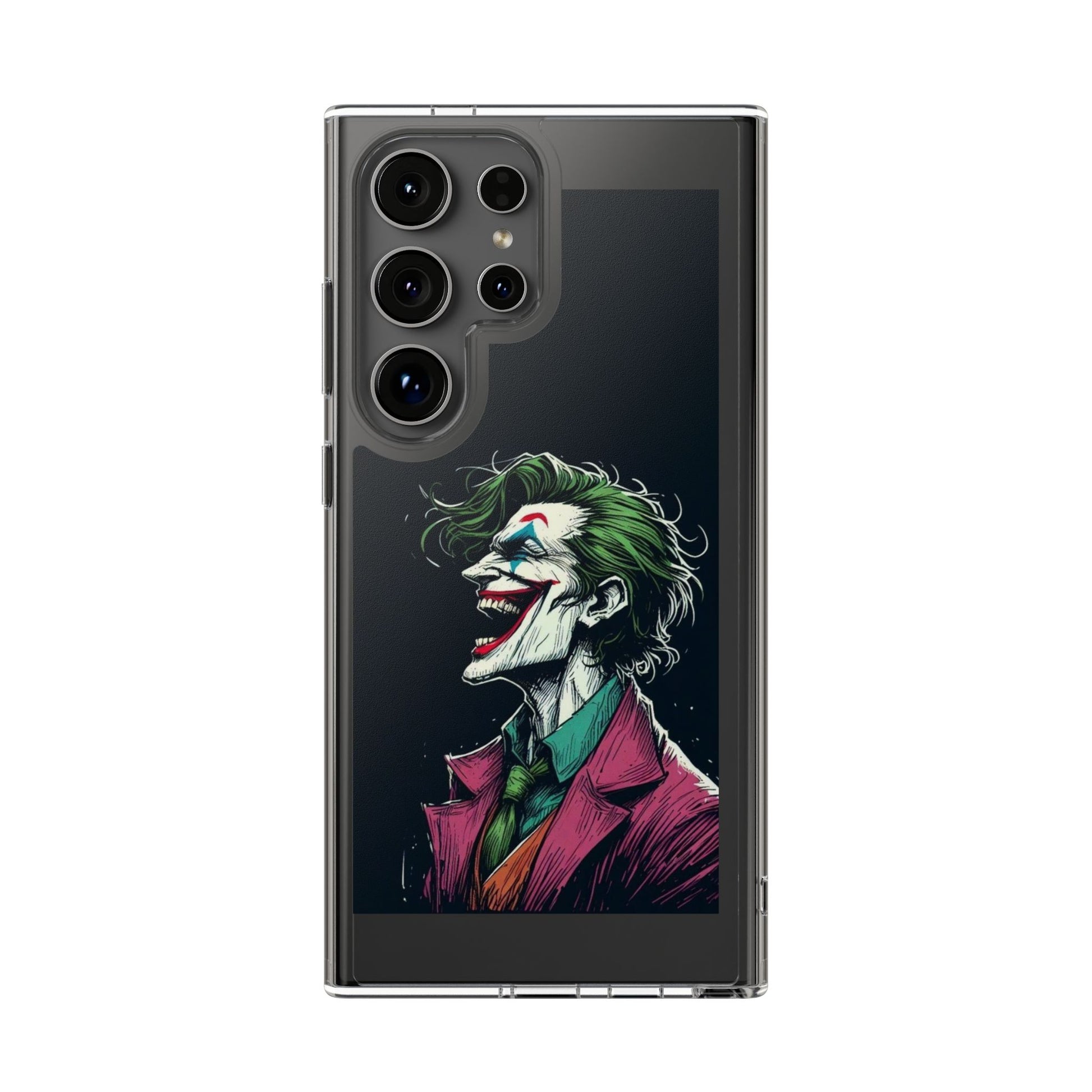 Phone Case, Comic book Inspired Design Joker Laughing, Clear Phone Cover