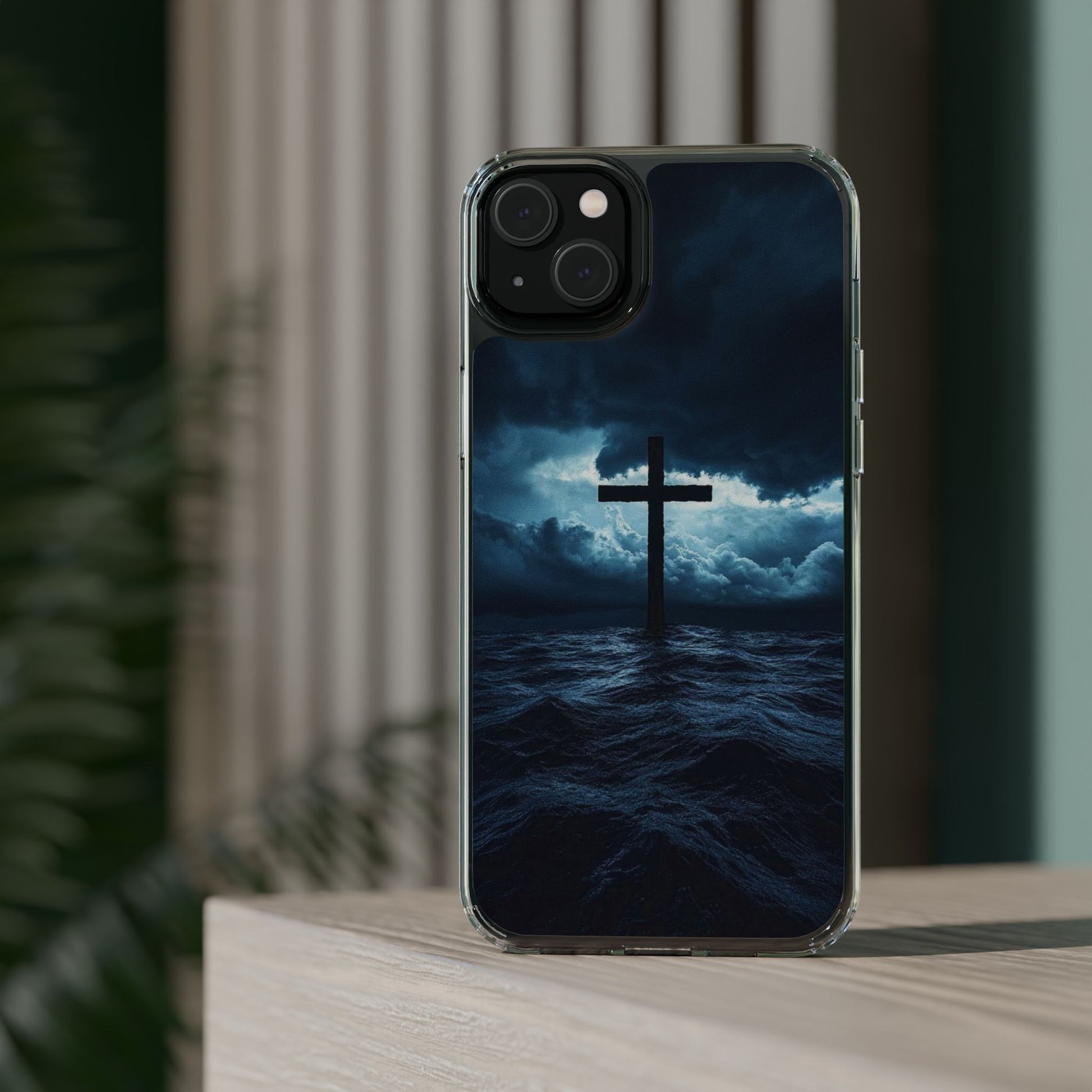 Christian Cross Storm Clear Case - Religious iPhone Samsung Cover, Faith Phone