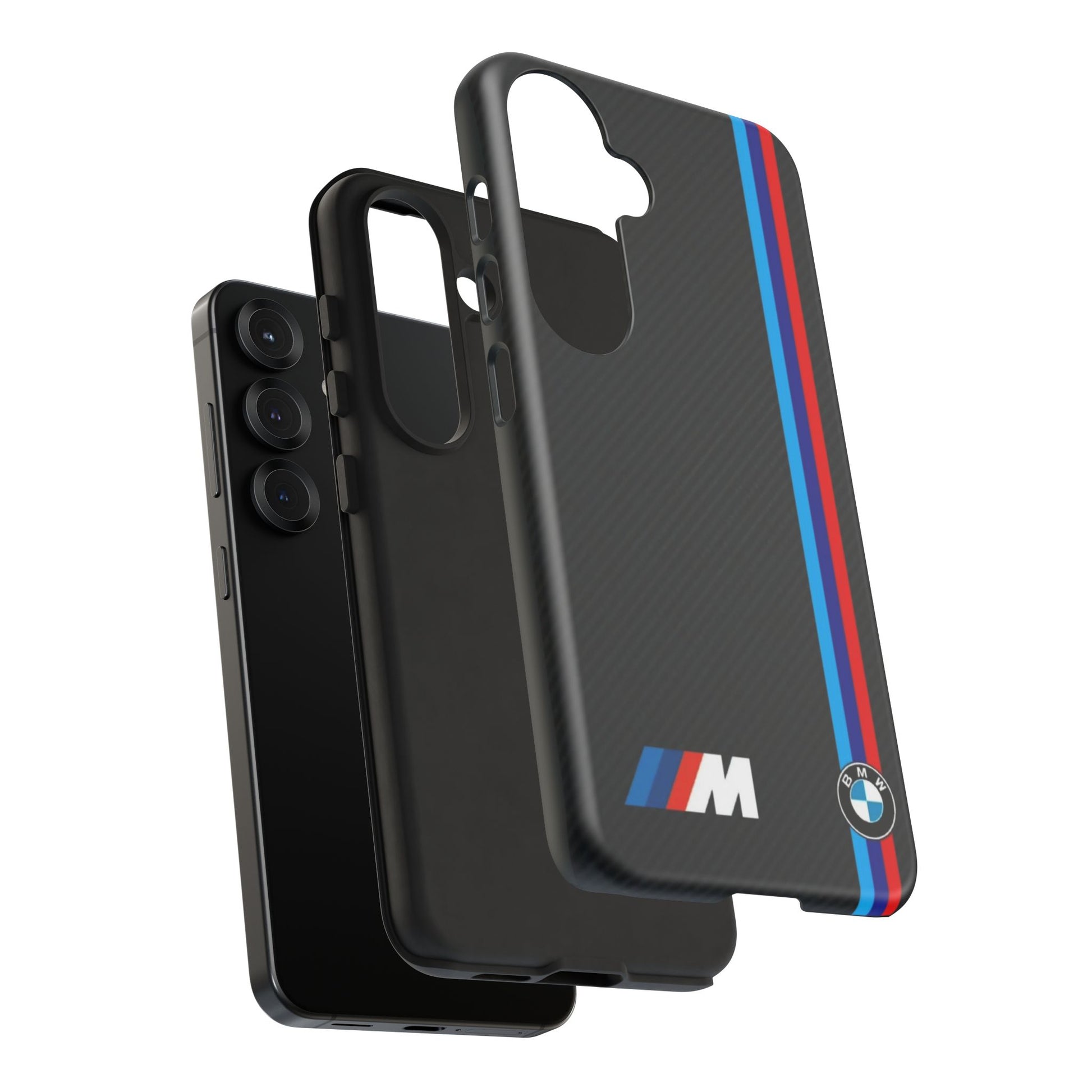 BMW M Stripes Carbon Fiber Design Tough Cases for iPhones, Samsung, and Pixel