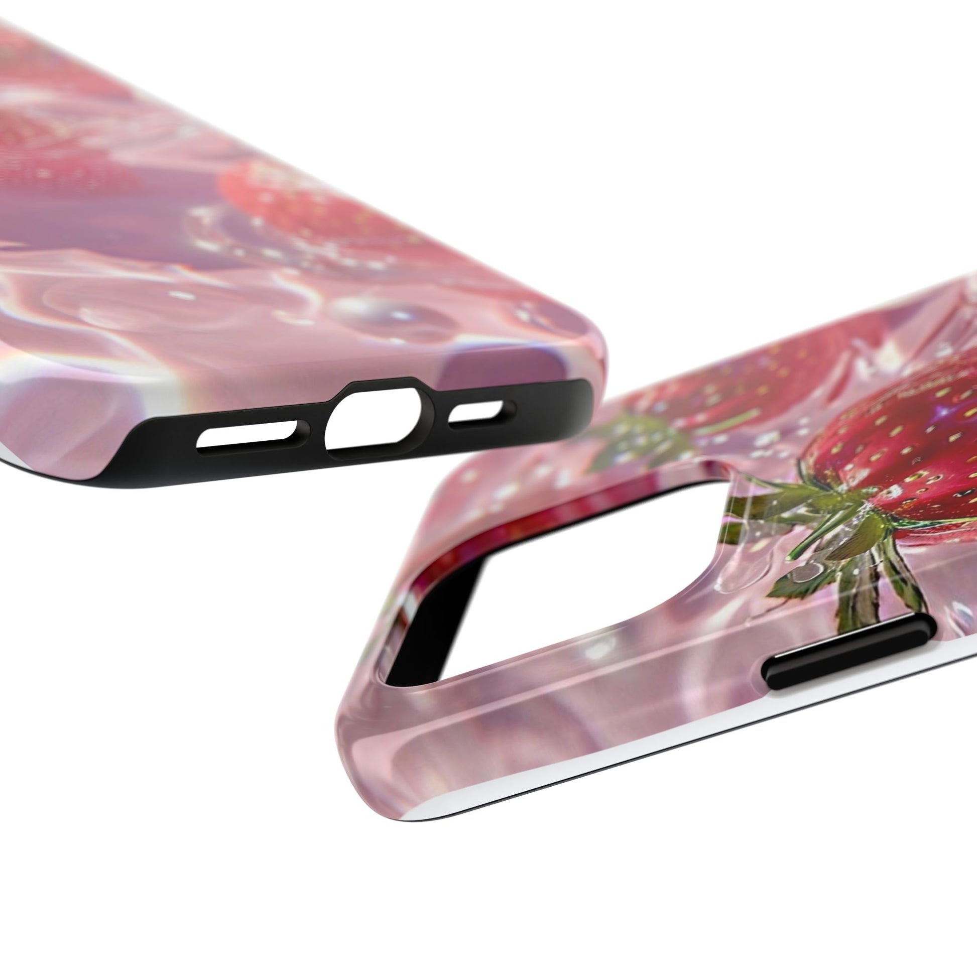 Floating Strawberries Themed Tough Phone Cases for Iphones & Samsung Phones