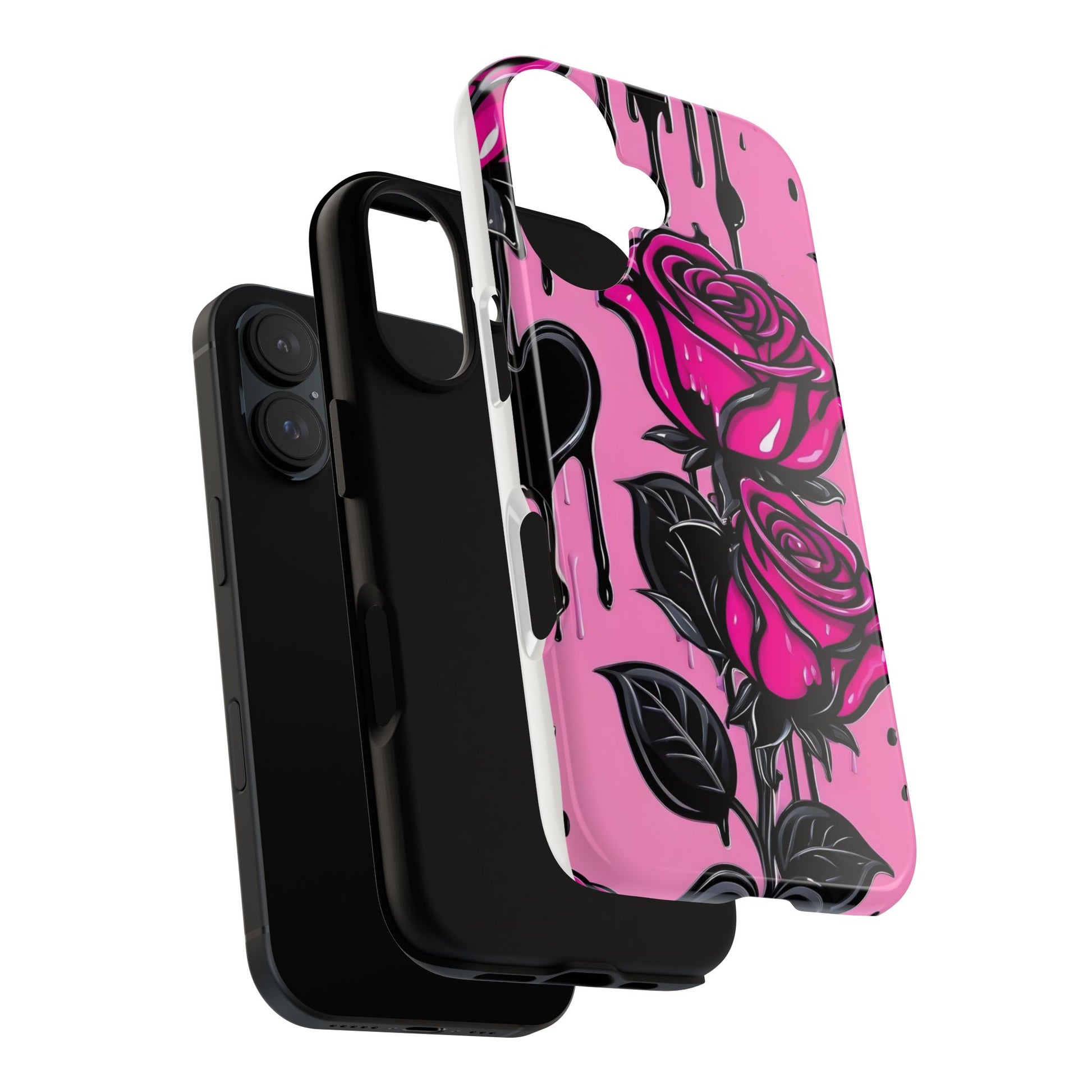 Pink Rose Tough Girly Cases for iPhones, Samsung, and Pixel