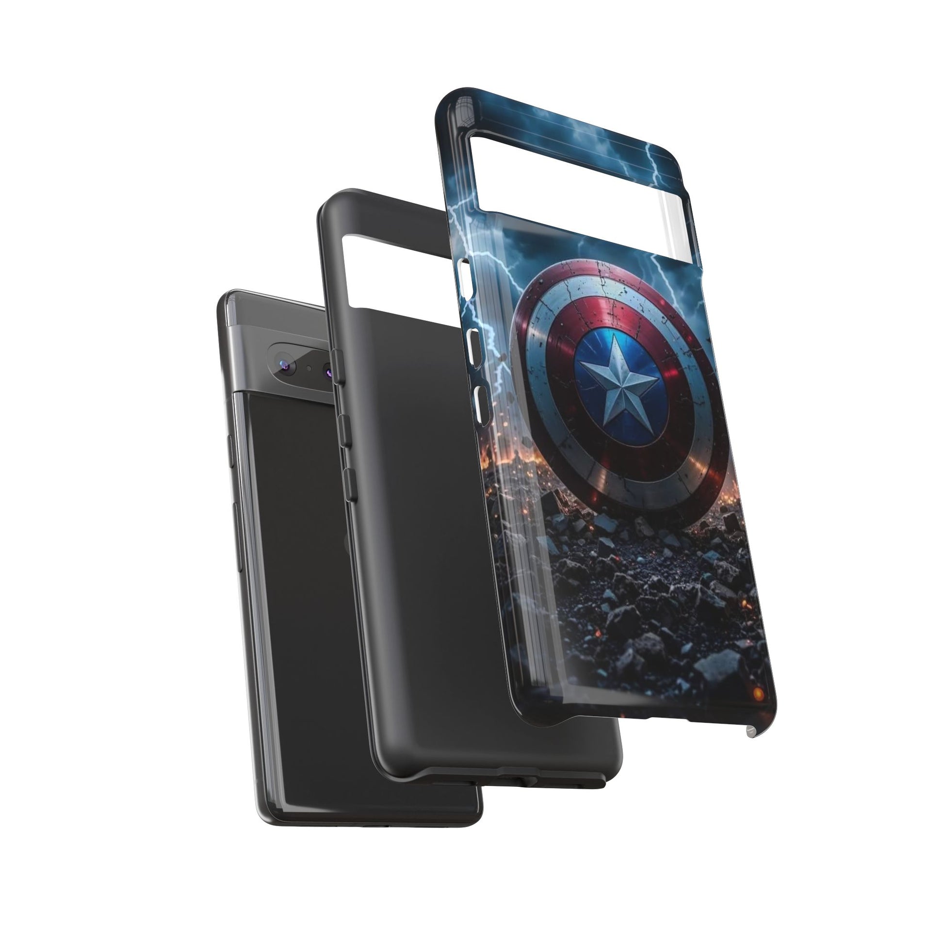 Captain America Shield Tough Cases for iPhones, Samsung, and Pixel