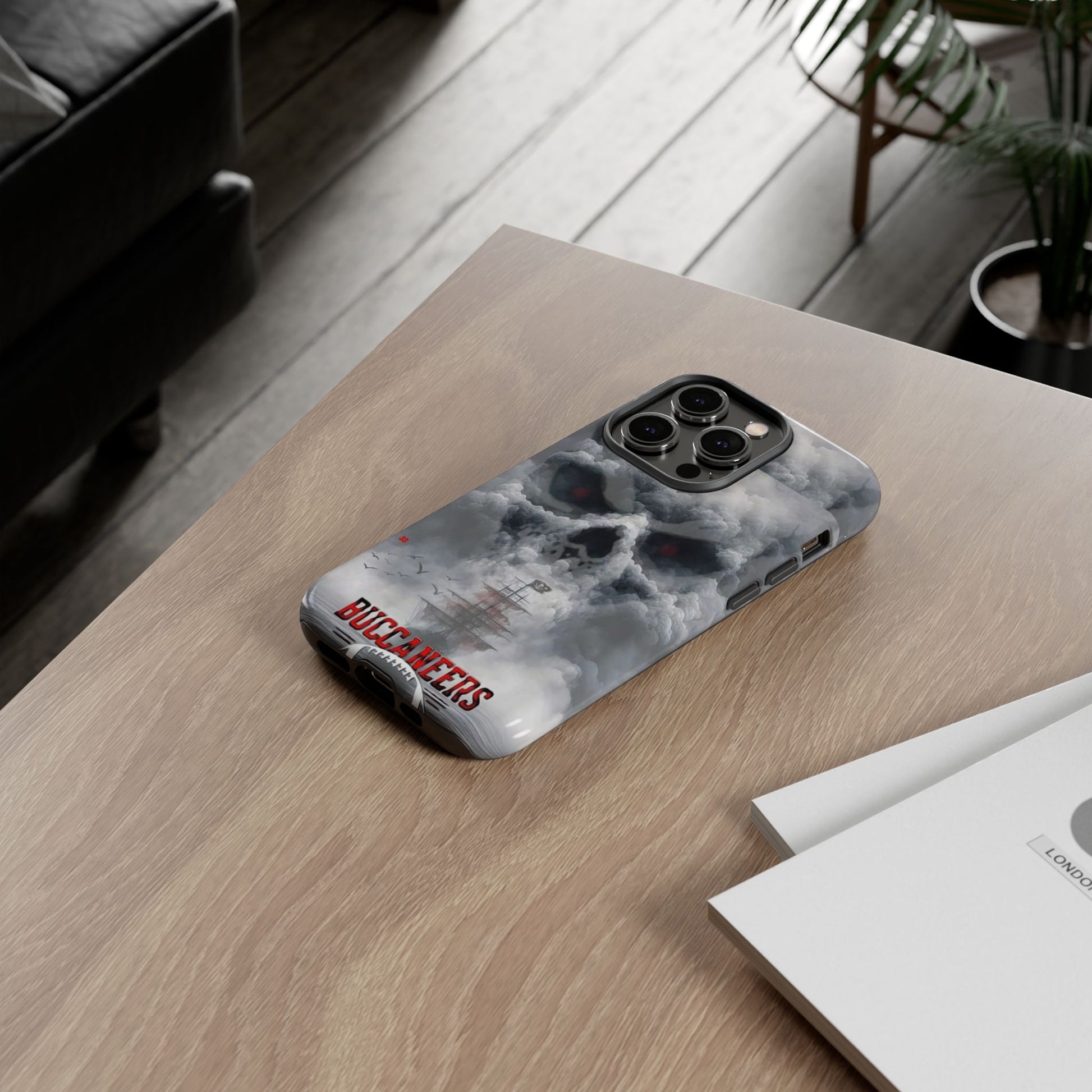 Skull Pirate Ship Football Buccaneers Tough Cases for iPhones, Samsung, and Pixel