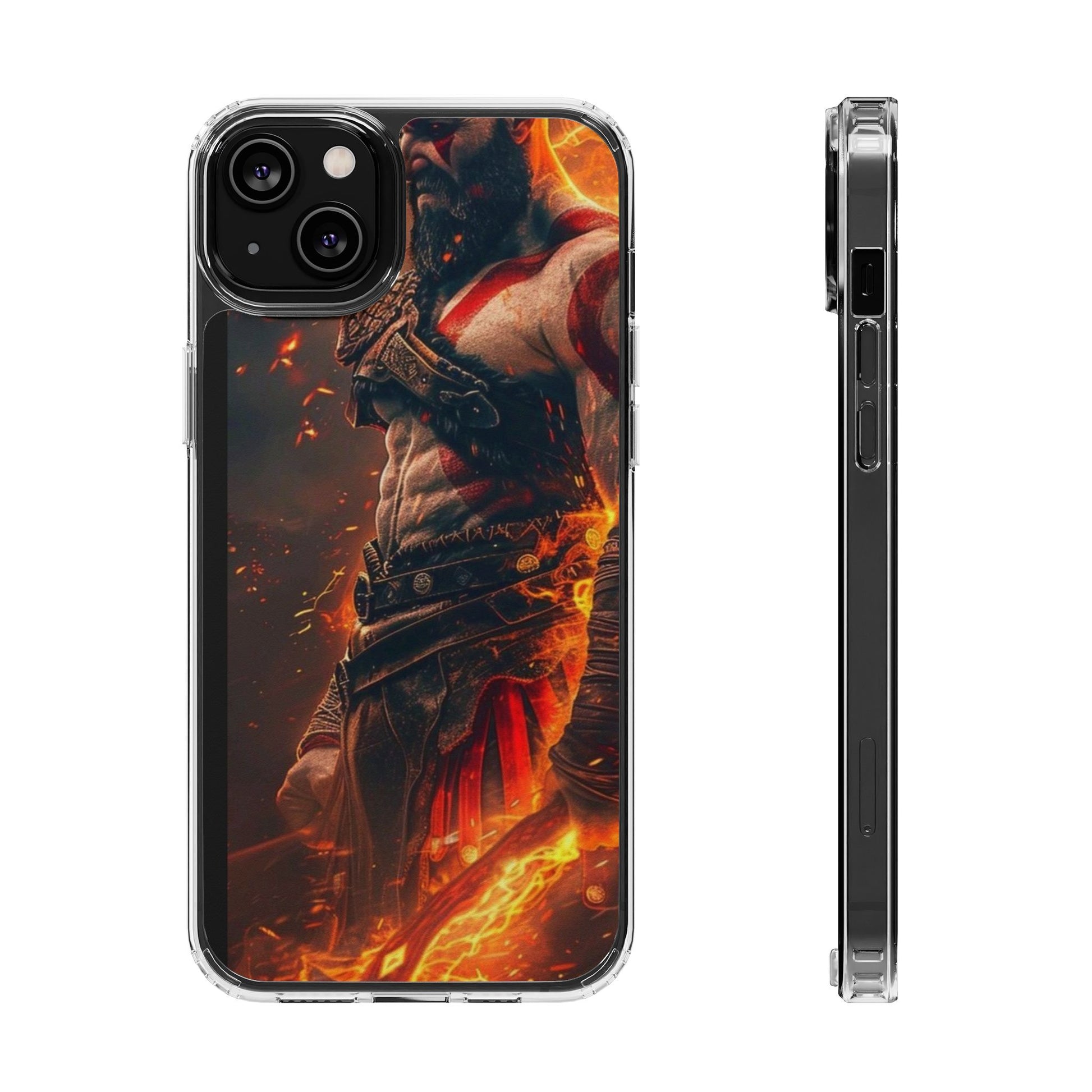 Kratos The God of War Inspired Design Clear Phone Cover