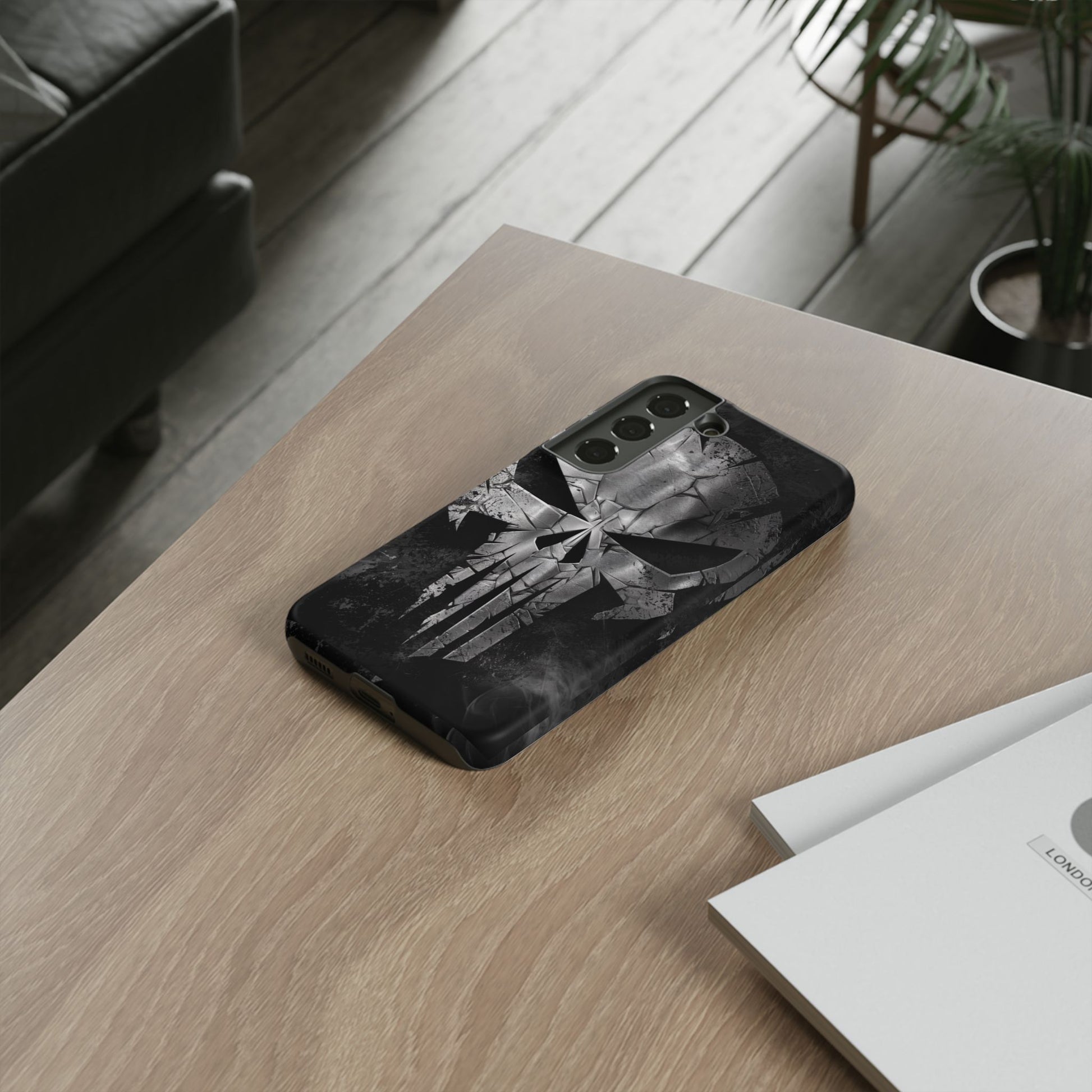 The Punisher Logo Art Tough Cases for iPhones, Samsung, and Pixel