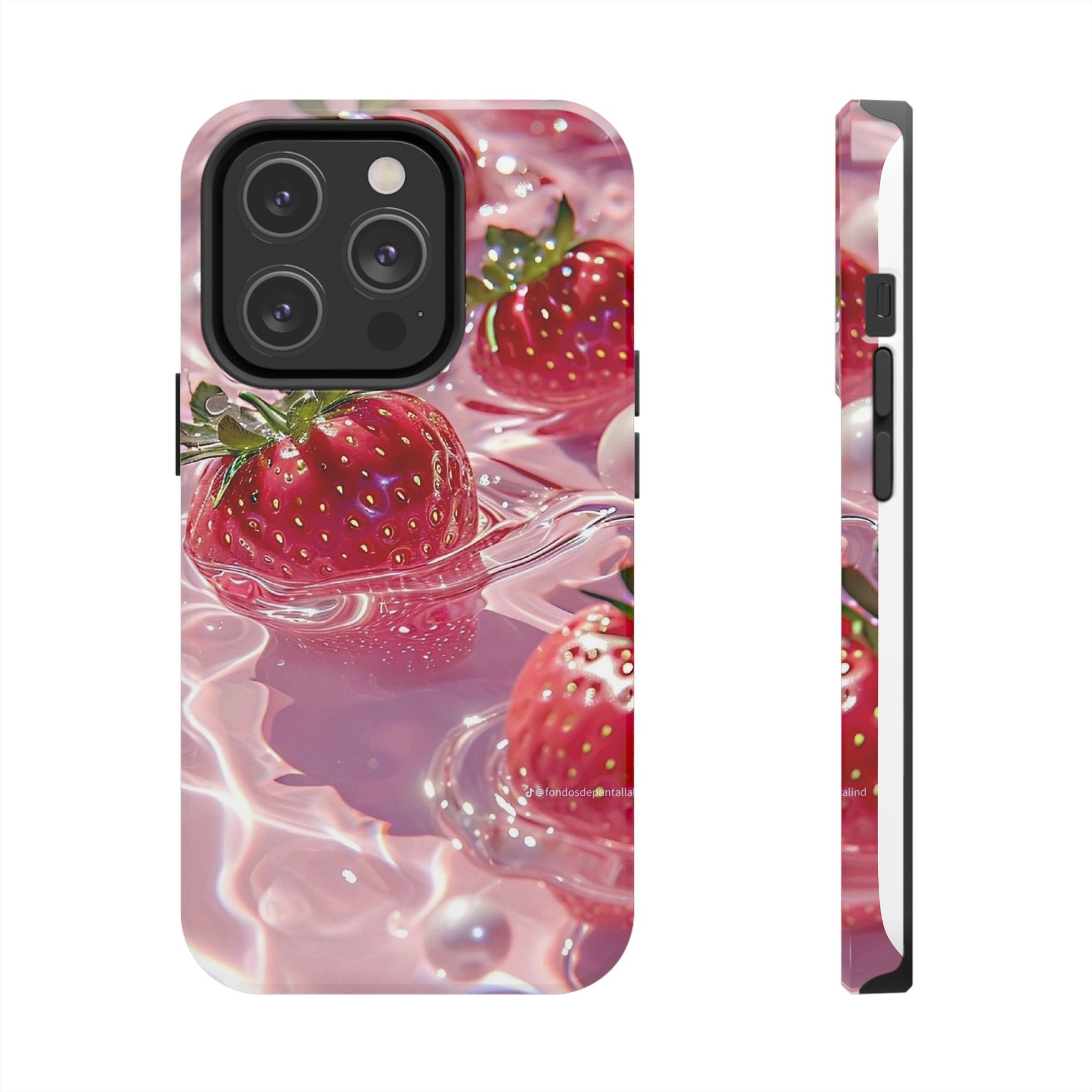 Floating Strawberries Themed Tough Phone Cases for Iphones & Samsung Phones