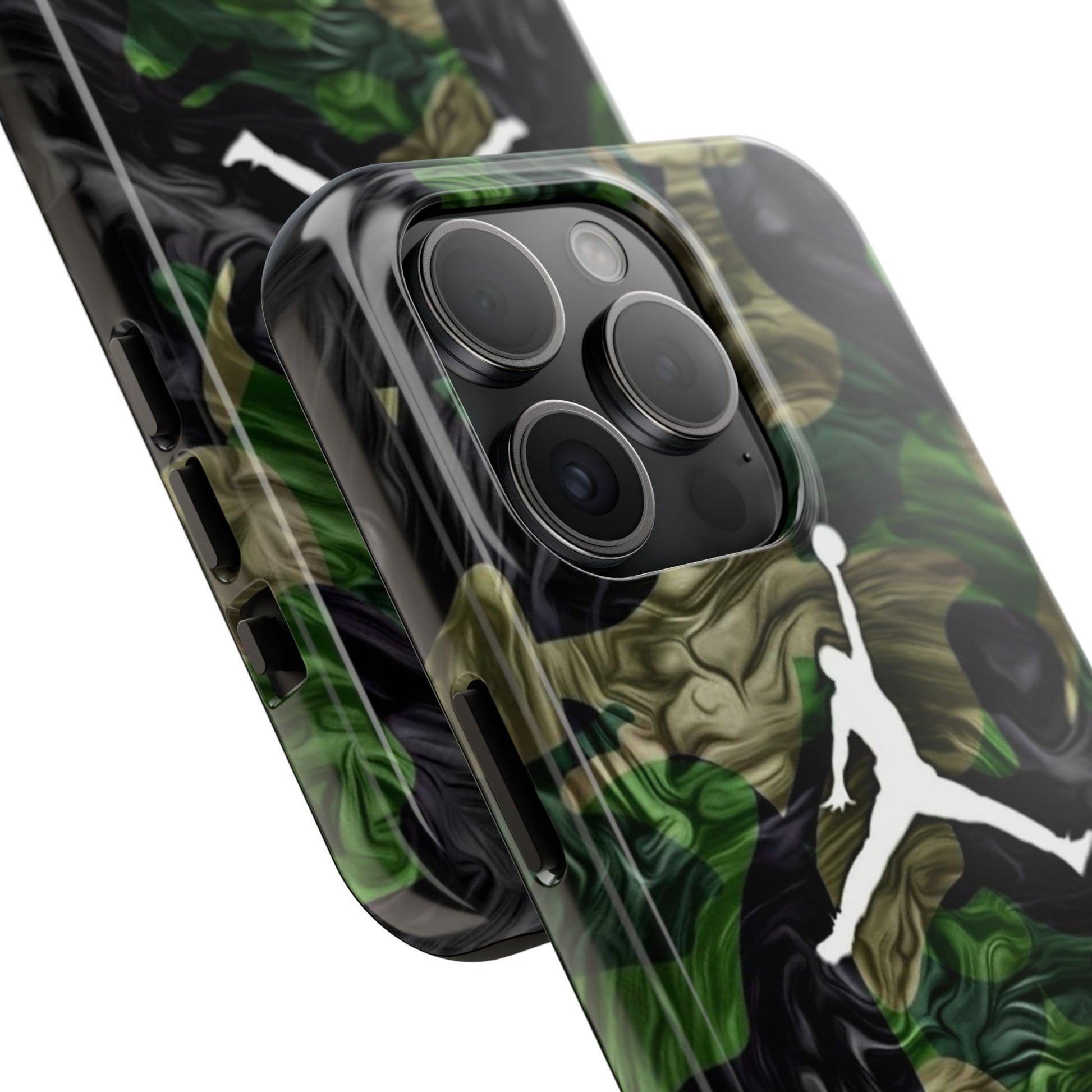 Green camouflage Jumpman Theme Phone Cases for Iphones & Samsung Phones