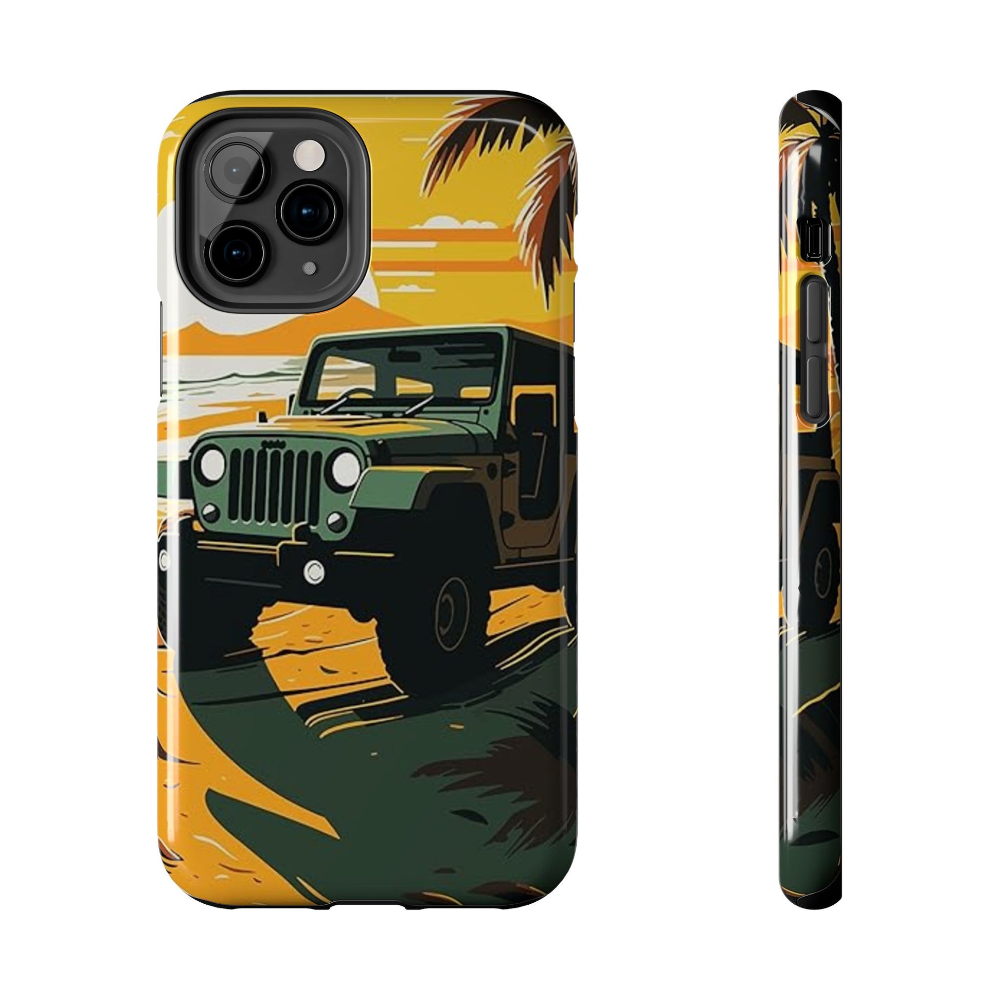 Jeep on Beach Artistic Tough Phone Cases for Iphones & Samsung Phones Durable