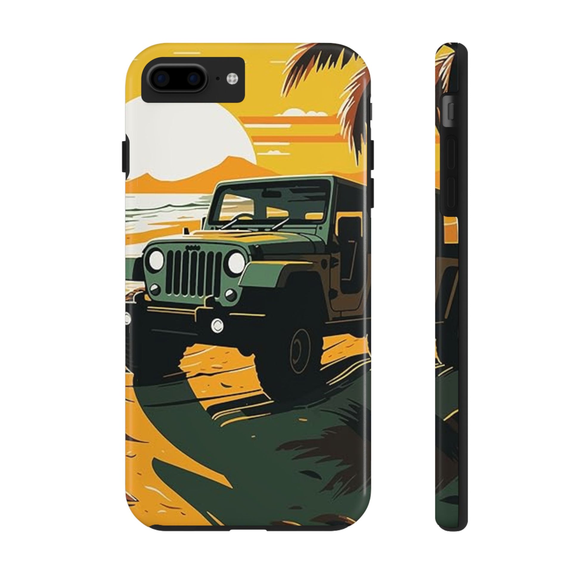 Jeep on Beach Artistic Tough Phone Cases for Iphones & Samsung Phones Durable