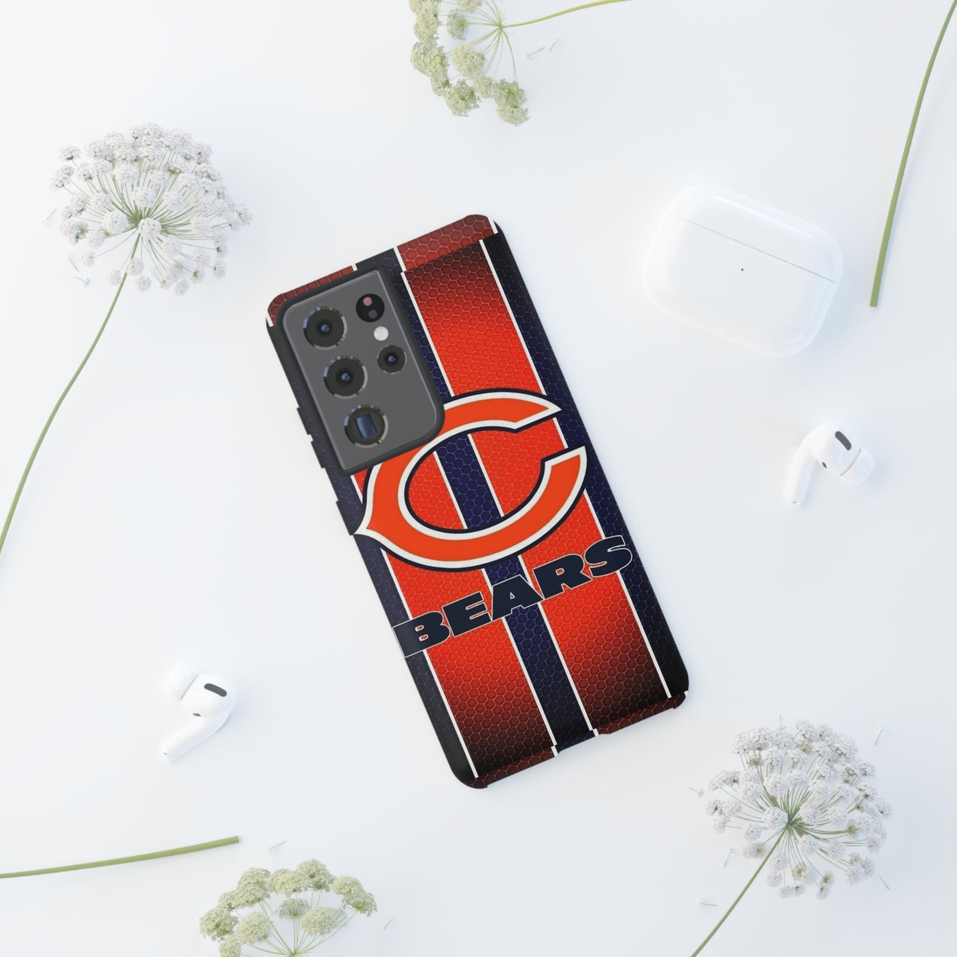 Chicago Bears Stripes Football Phone Case, Tough Cases for iPhones, Samsung, and Pixel