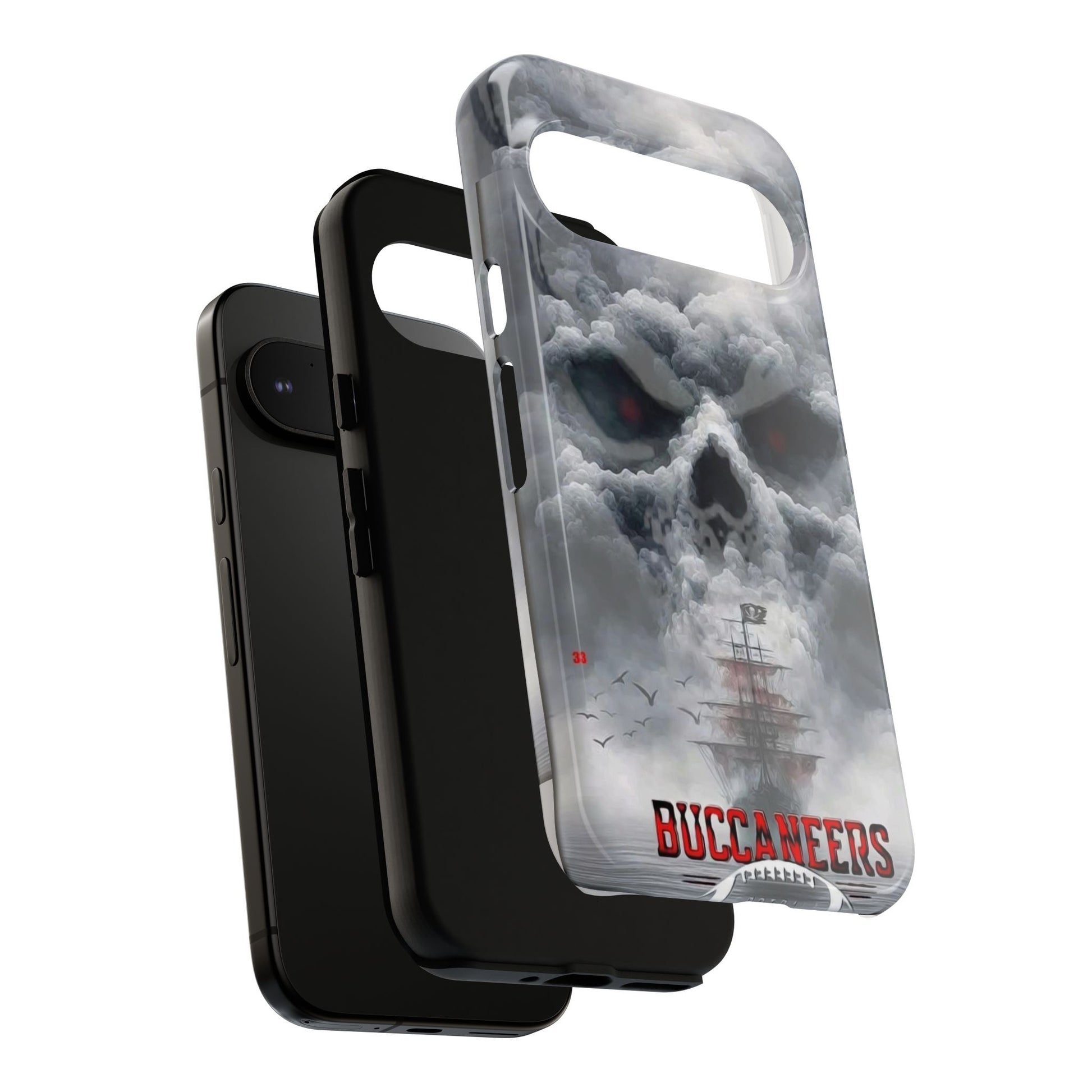 Skull Pirate Ship Football Buccaneers Tough Cases for iPhones, Samsung, and Pixel