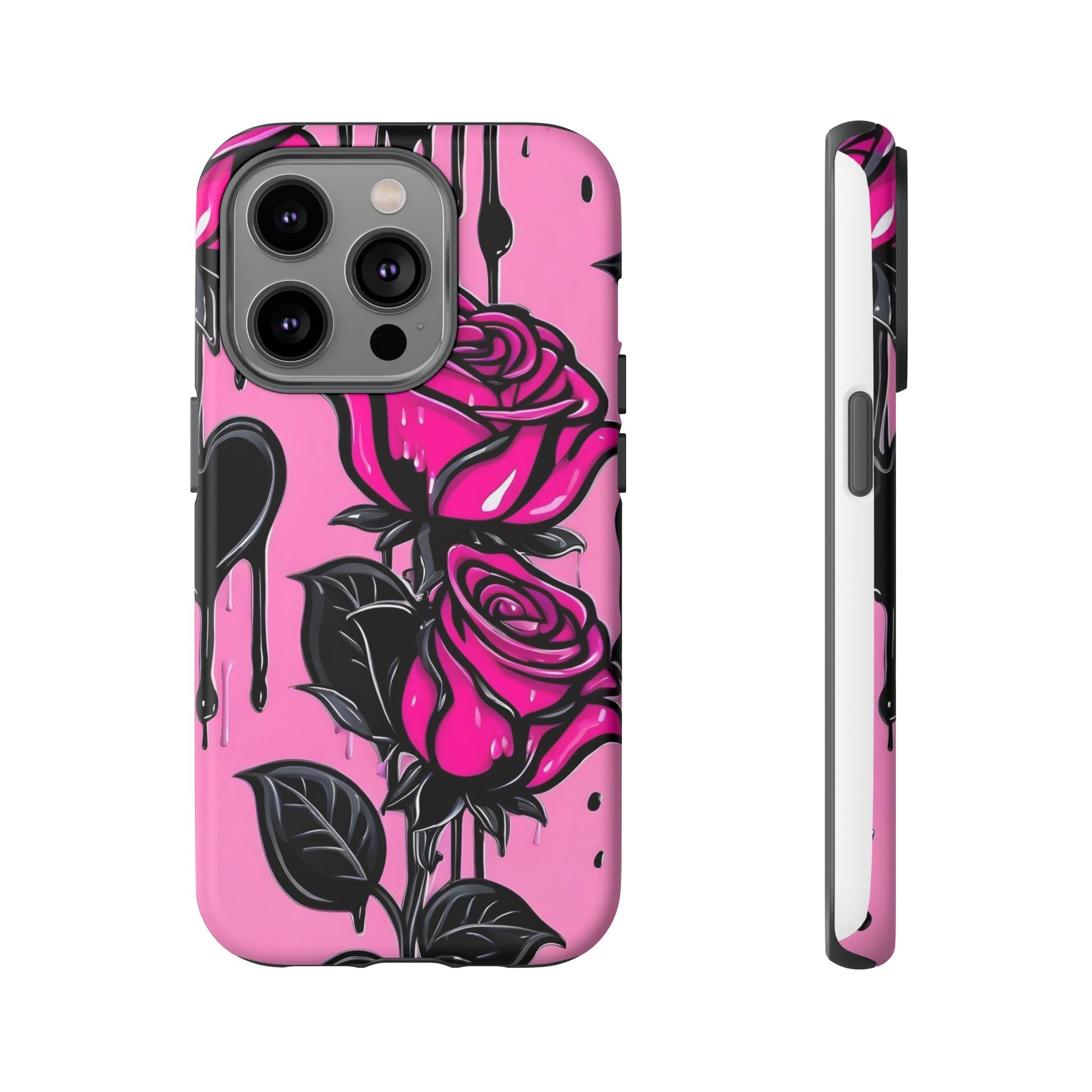 Pink Rose Tough Girly Cases for iPhones, Samsung, and Pixel