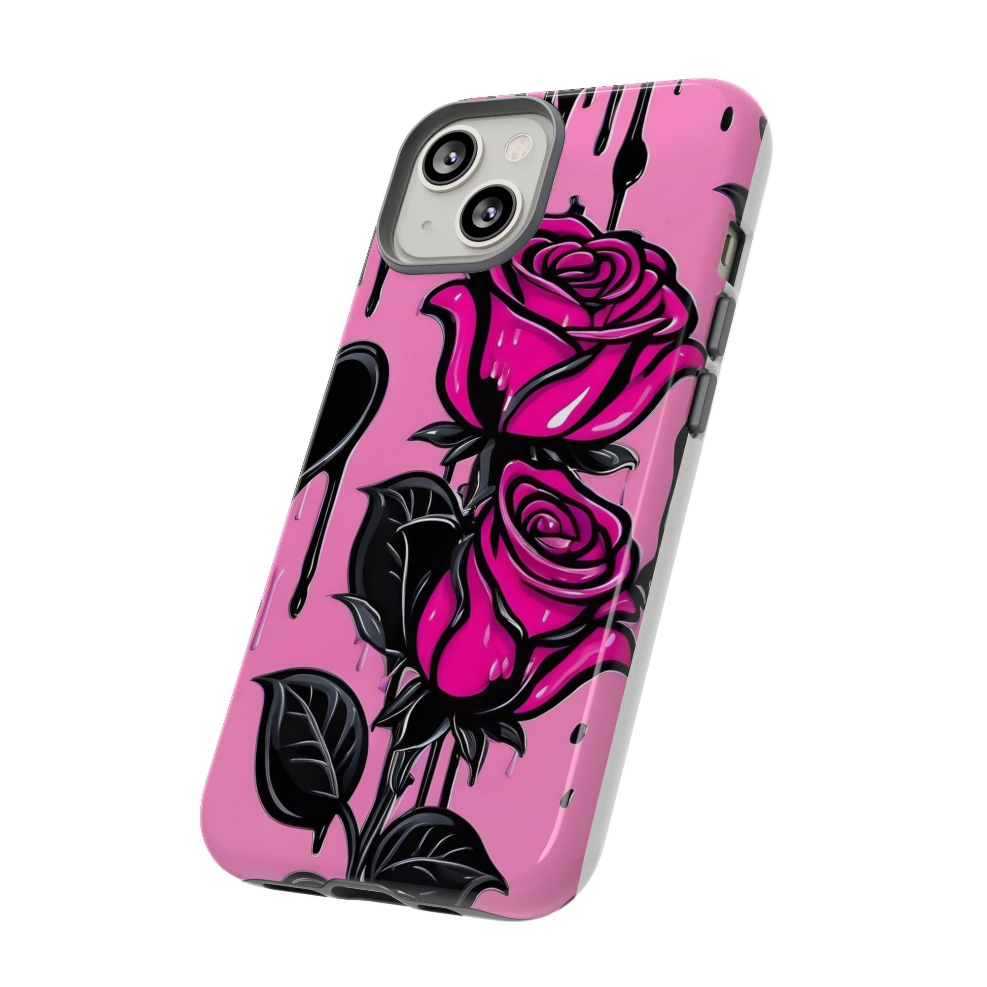 Pink Rose Tough Girly Cases for iPhones, Samsung, and Pixel
