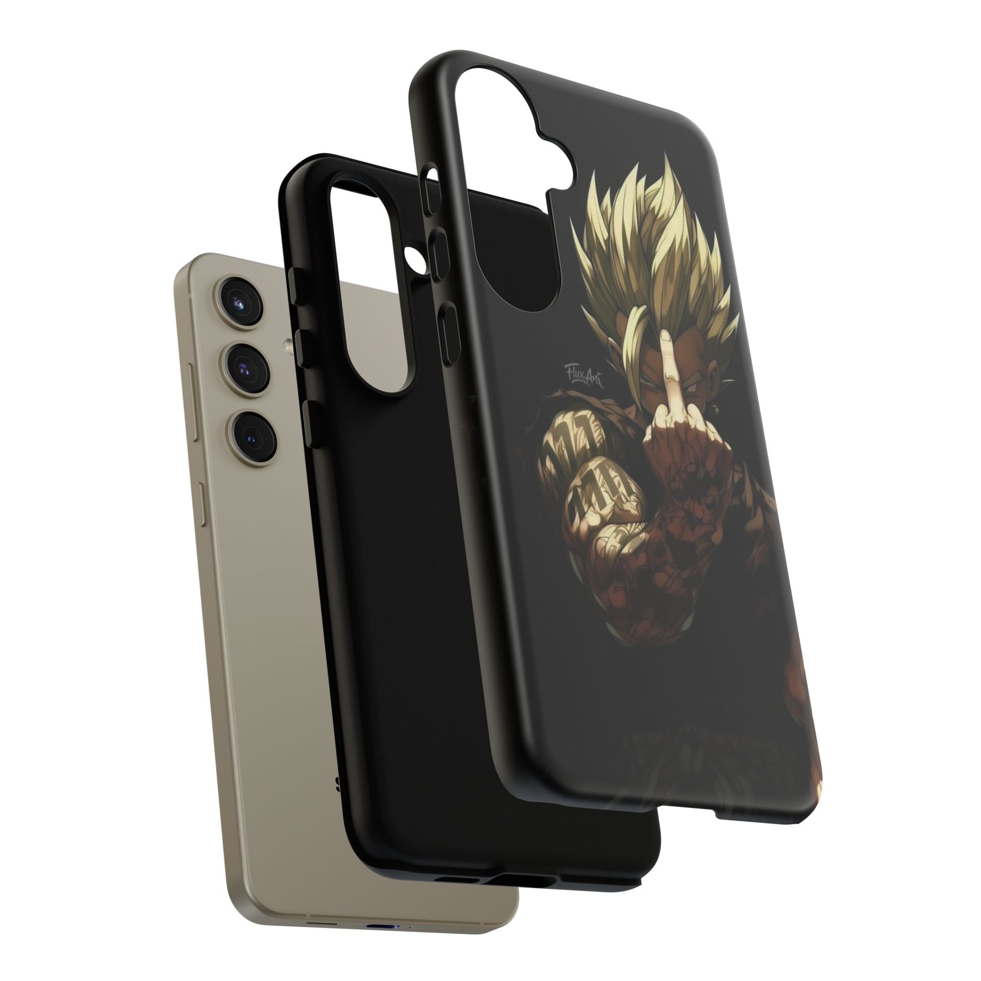 Middle Finger SS Goku Dragon Ball Z Tough Cases for iPhones, Samsung, and Pixel
