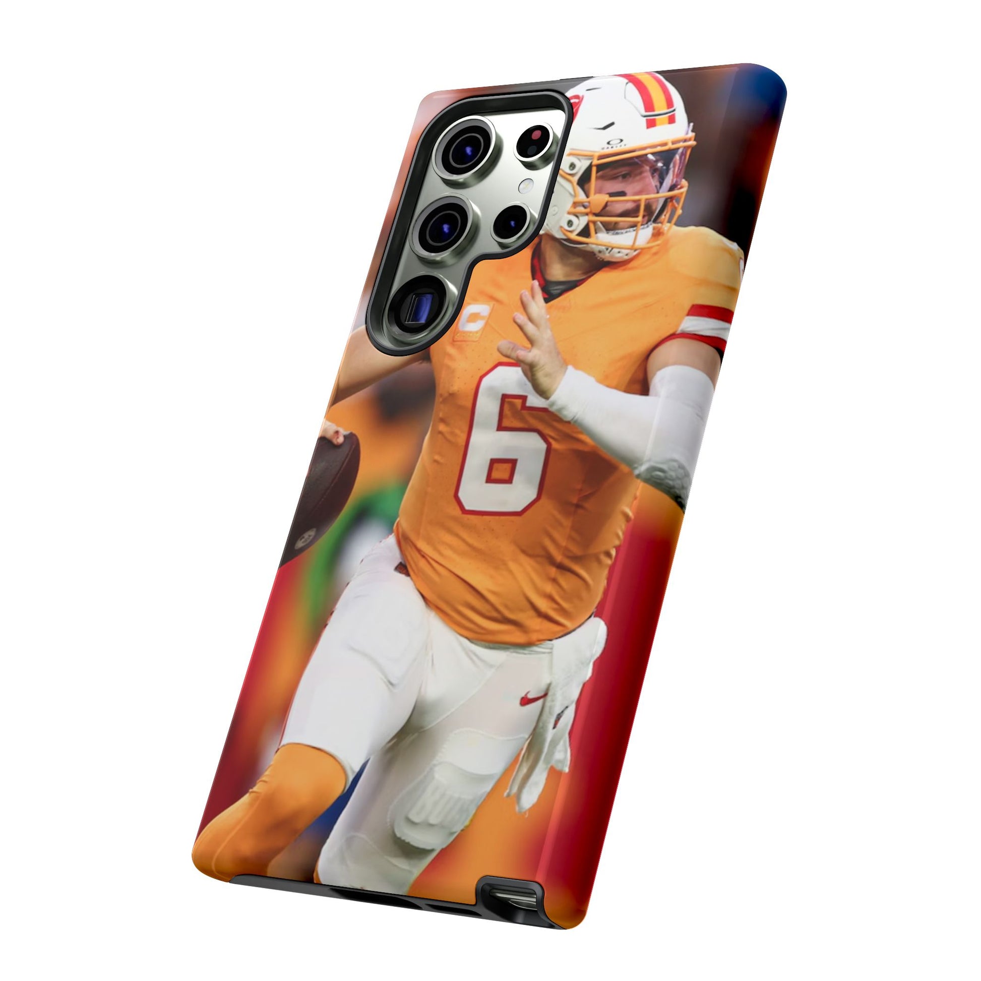 Tampa Bay Buccaneers Baker Mayfield Football Tough Cases for iPhones, Samsung, and Pixel