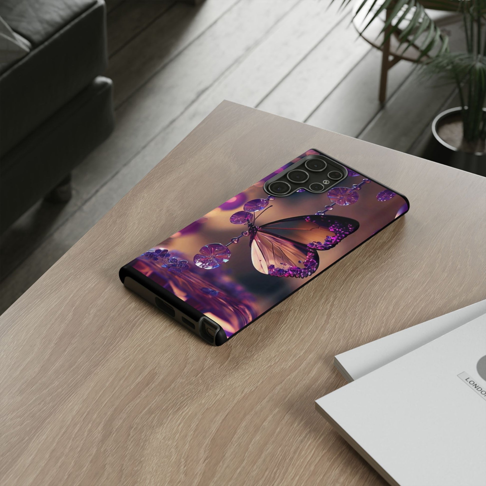 Purple Butterfly Tough Cases for iPhones, Samsung, and Pixel