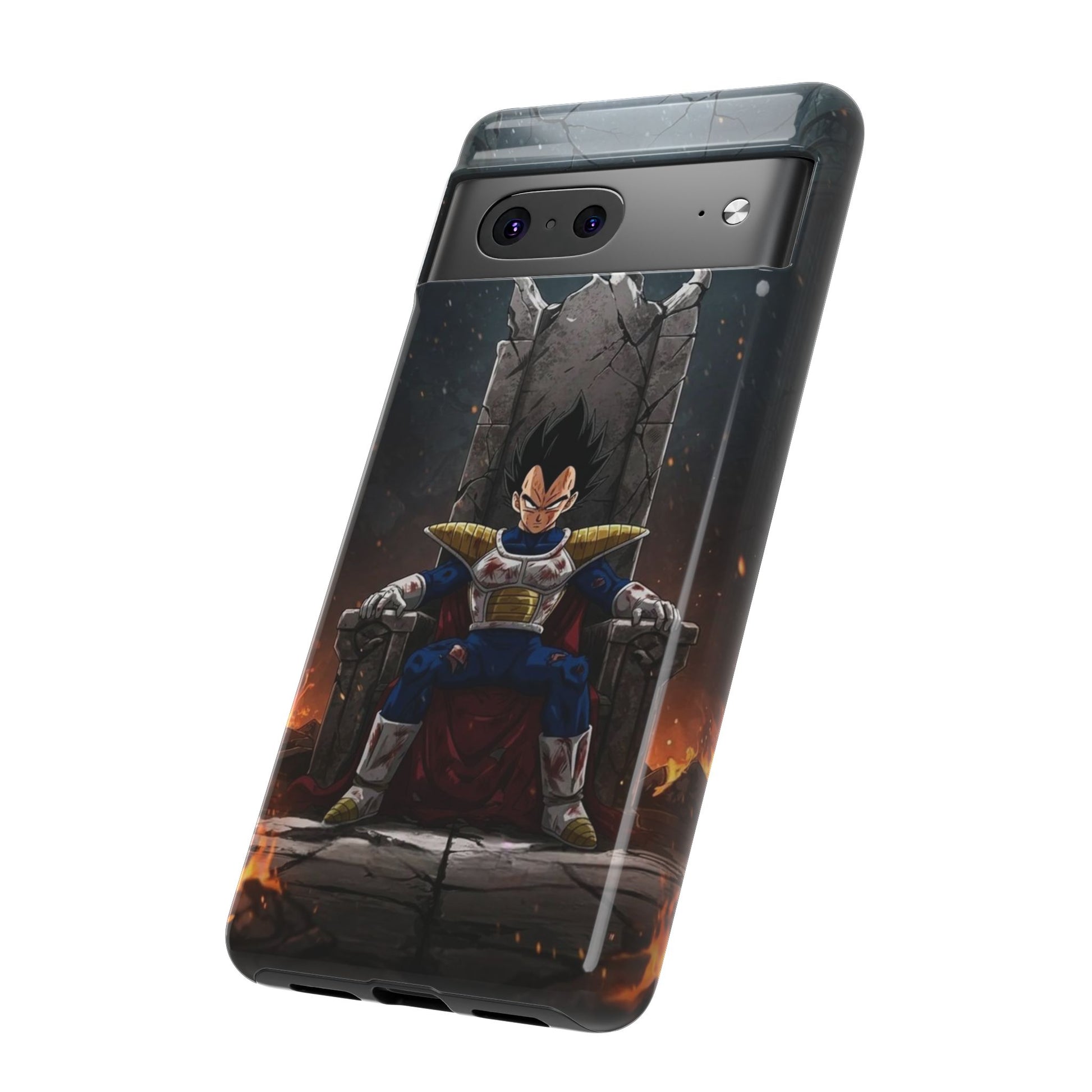 Vegeta on Throne DBZ Theme Tough Cases for iPhones, Samsung, and Pixel