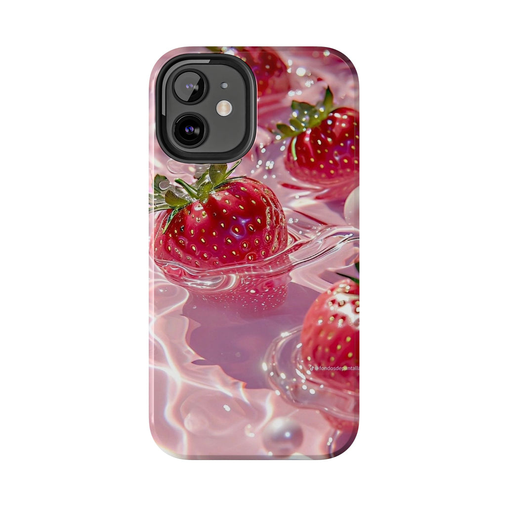 Floating Strawberries Themed Tough Phone Cases for Iphones & Samsung Phones