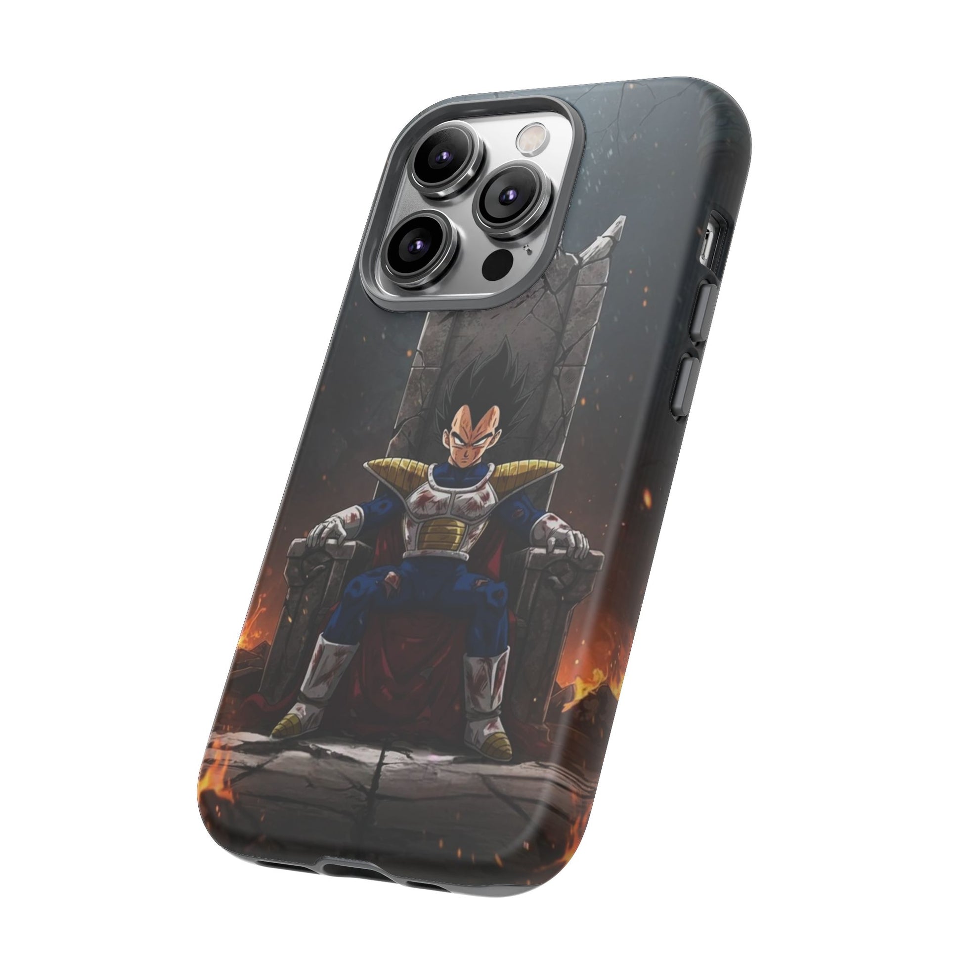 Vegeta on Throne DBZ Theme Tough Cases for iPhones, Samsung, and Pixel