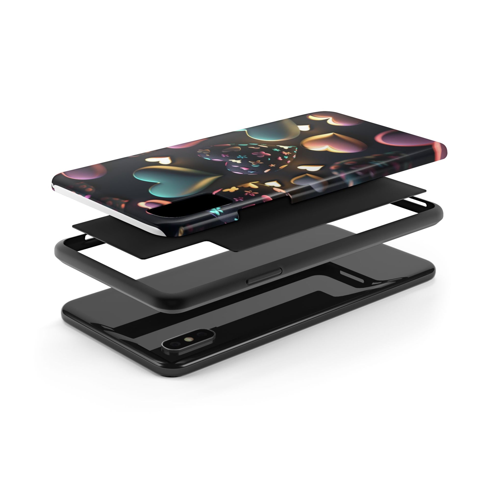 Floating Hearts Themed Tough Phone Cases for Iphones & Samsung Phones
