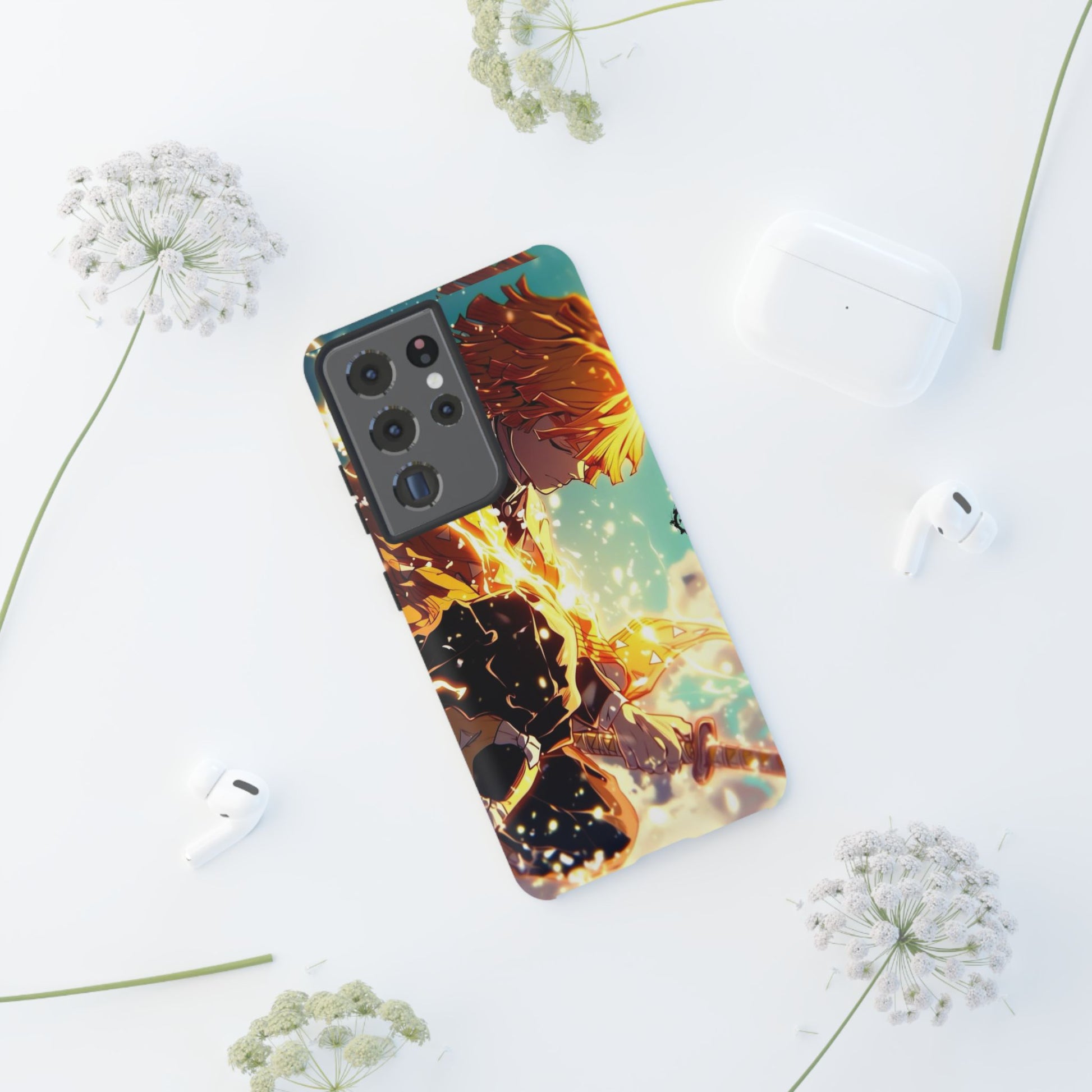 Demon Slayer Zenitsu Anime Theme Phone Case, Tough Cases for iPhones, Samsung, and Pixel