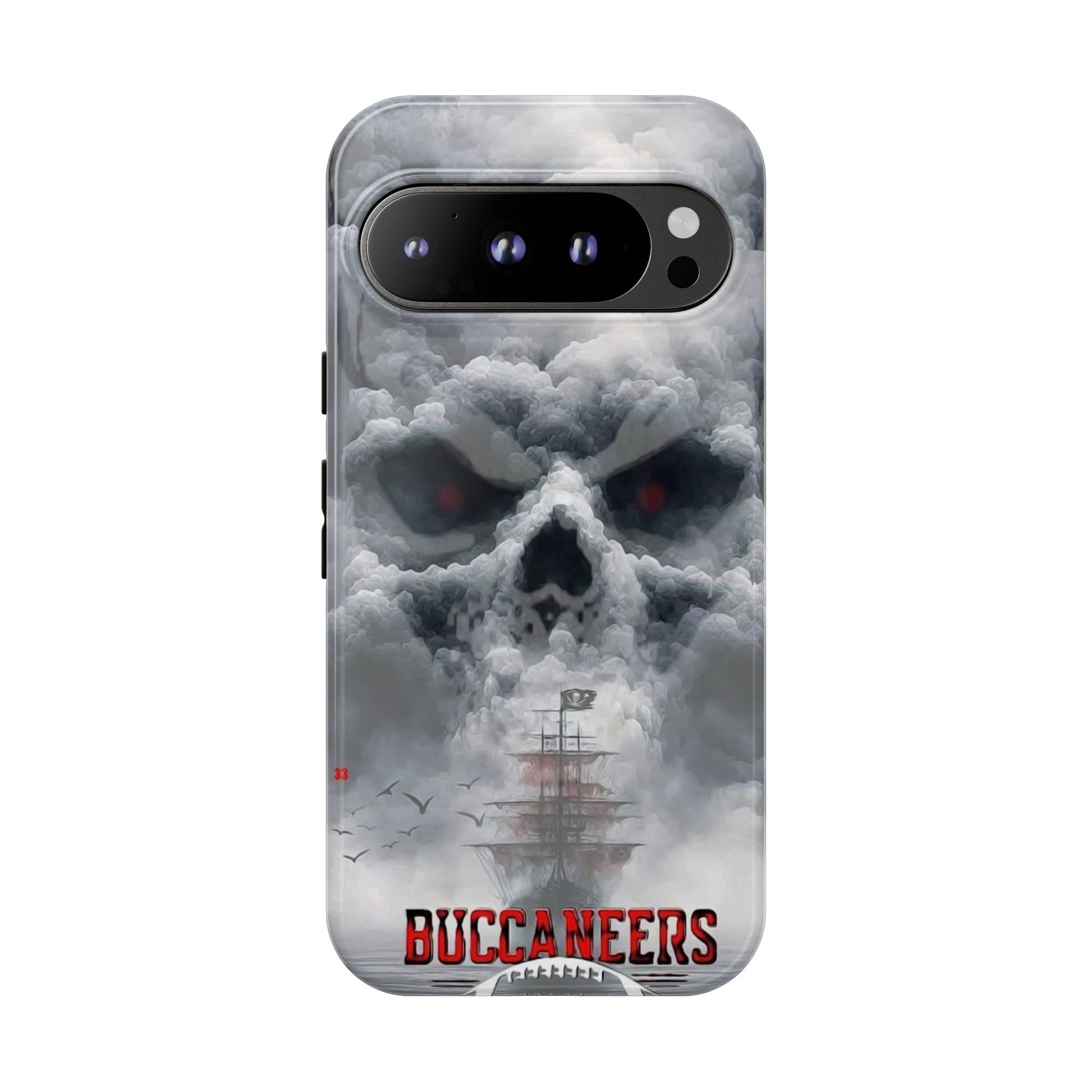 Skull Pirate Ship Football Buccaneers Tough Cases for iPhones, Samsung, and Pixel