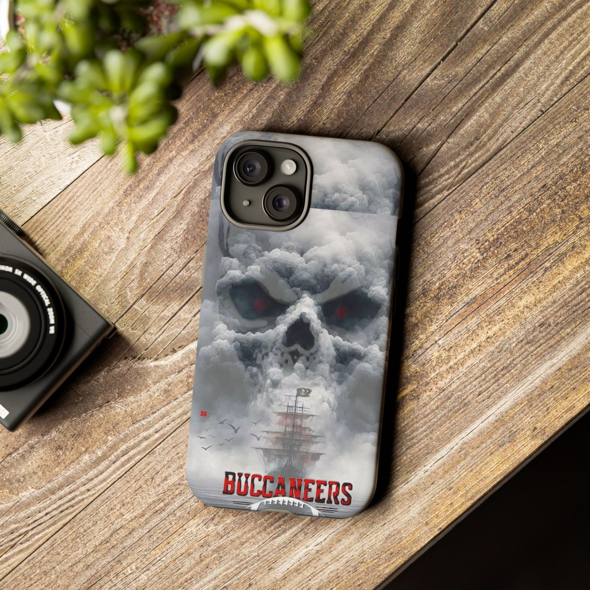 Skull Pirate Ship Football Buccaneers Tough Cases for iPhones, Samsung, and Pixel