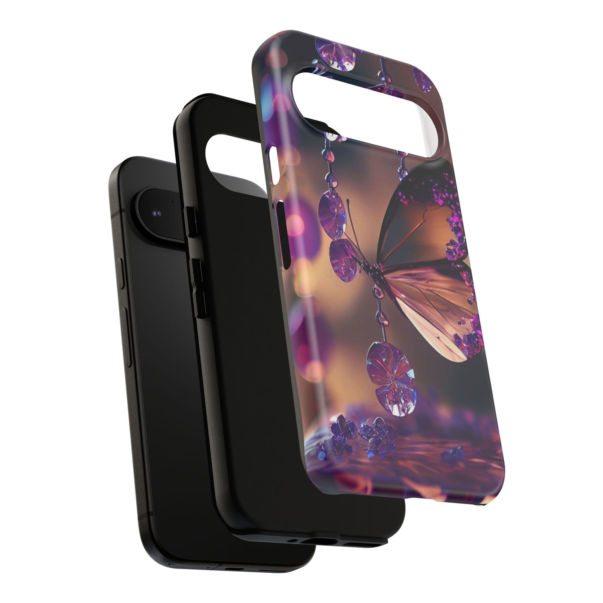 Purple Butterfly Tough Cases for iPhones, Samsung, and Pixel