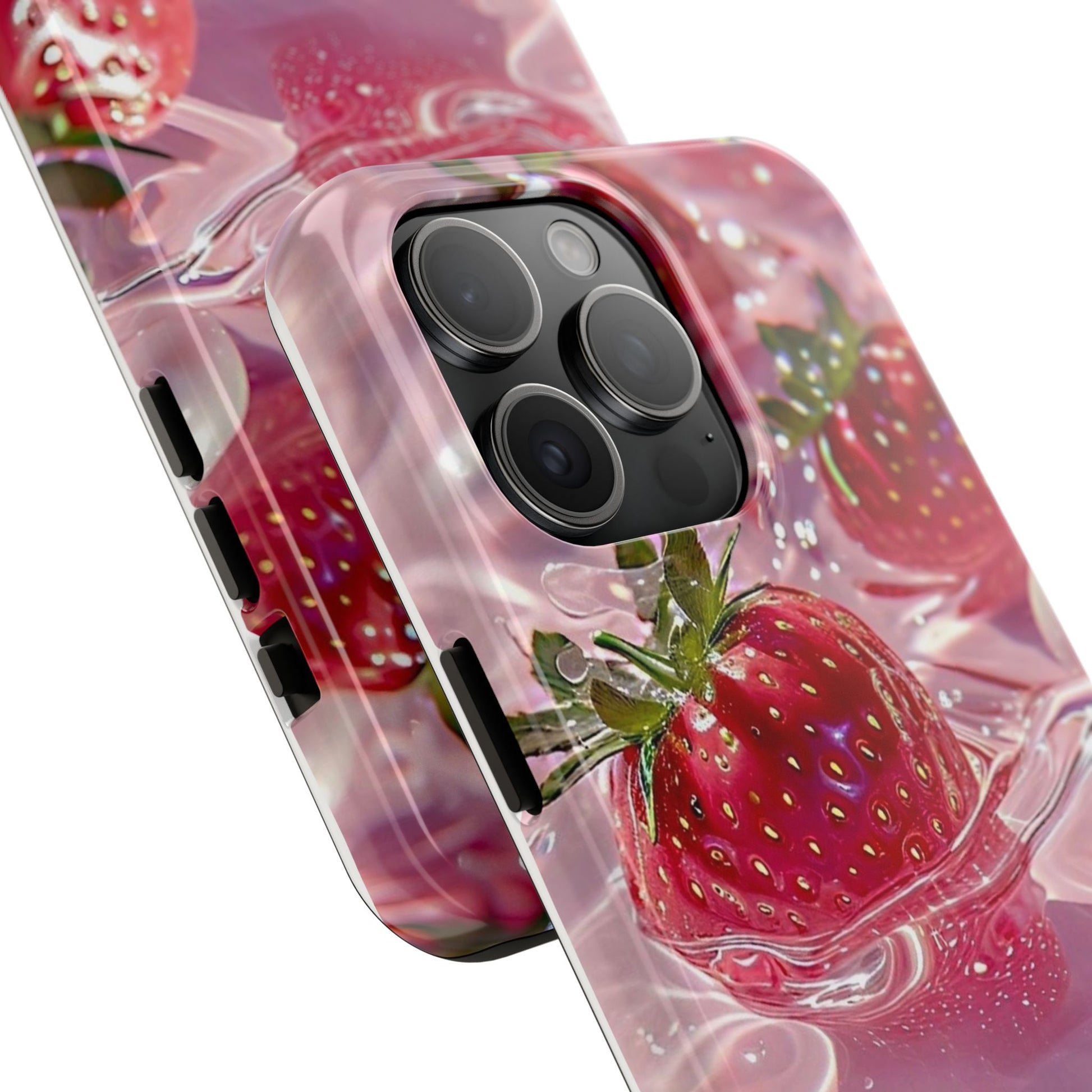 Floating Strawberries Themed Tough Phone Cases for Iphones & Samsung Phones
