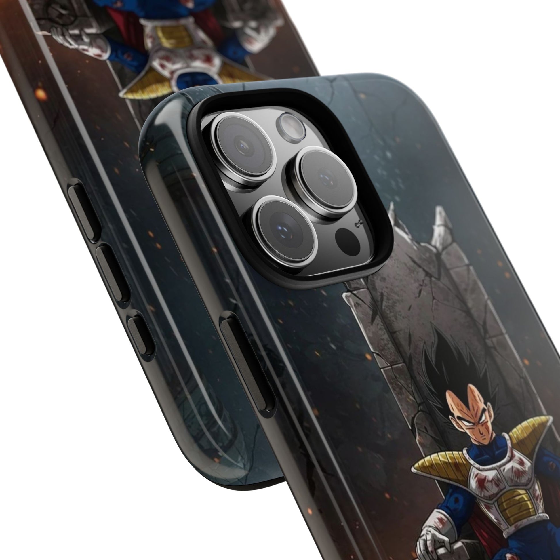 Vegeta on Throne DBZ Theme Tough Cases for iPhones, Samsung, and Pixel